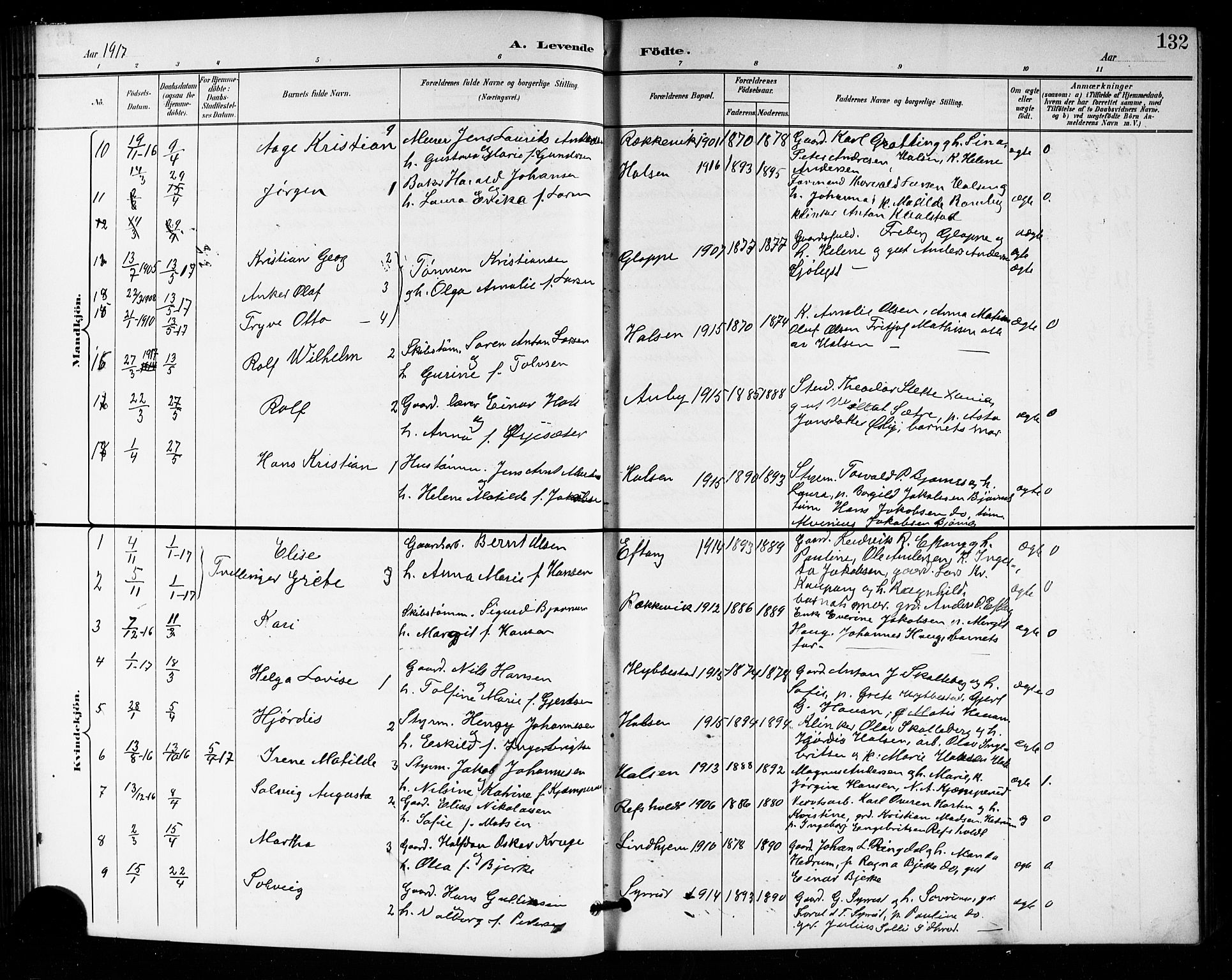 Tjølling kirkebøker, AV/SAKO-A-60/G/Ga/L0002: Parish register (copy) no. 2, 1895-1918, p. 132
