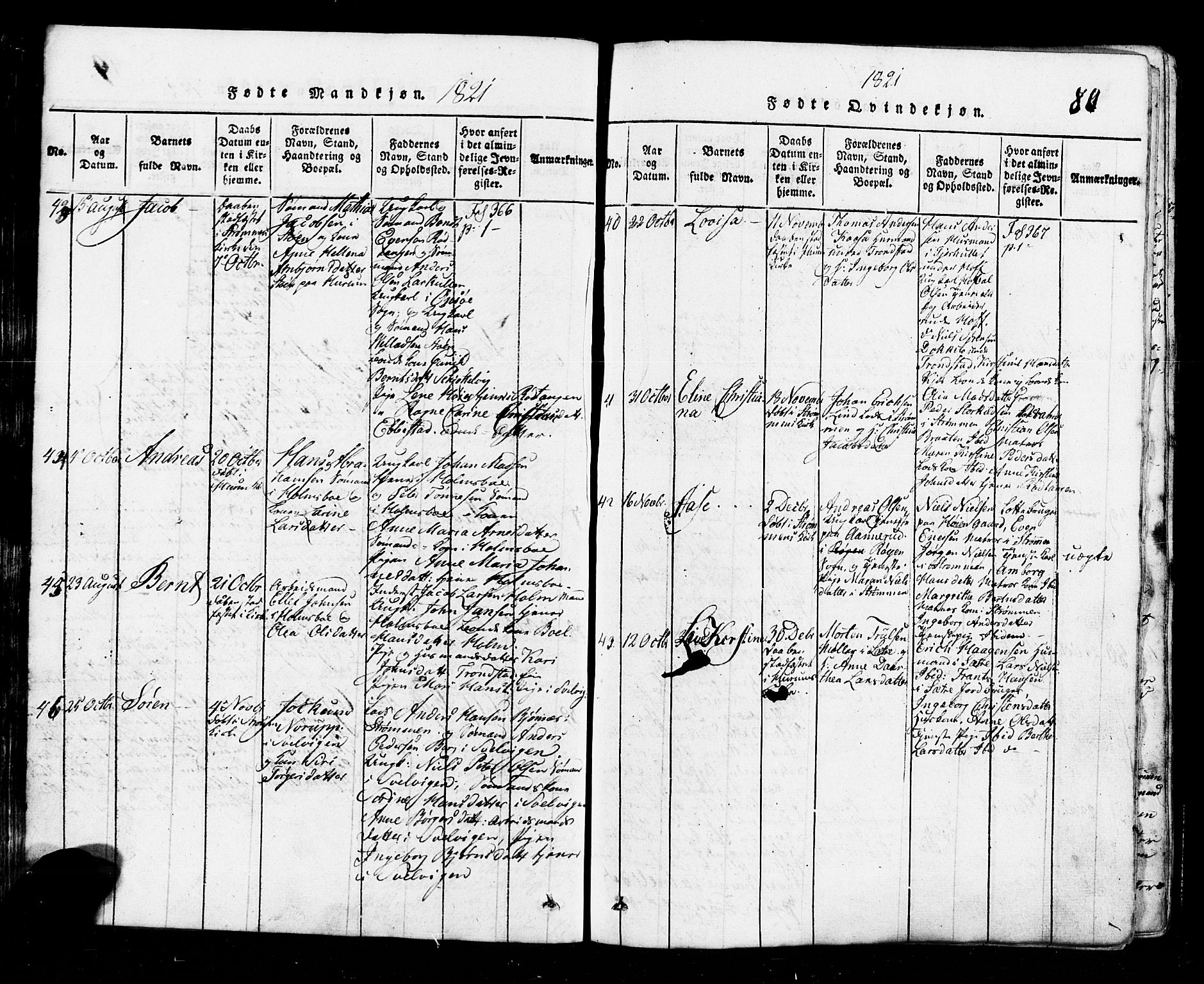 Hurum kirkebøker, SAKO/A-229/G/Ga/L0001: Parish register (copy) no. I 1, 1816-1826, p. 80