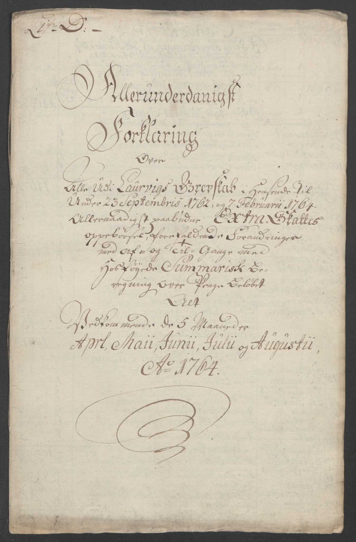 Rentekammeret inntil 1814, Reviderte regnskaper, Fogderegnskap, RA/EA-4092/R33/L2033: Ekstraskatten Larvik grevskap, 1762-1764, p. 541