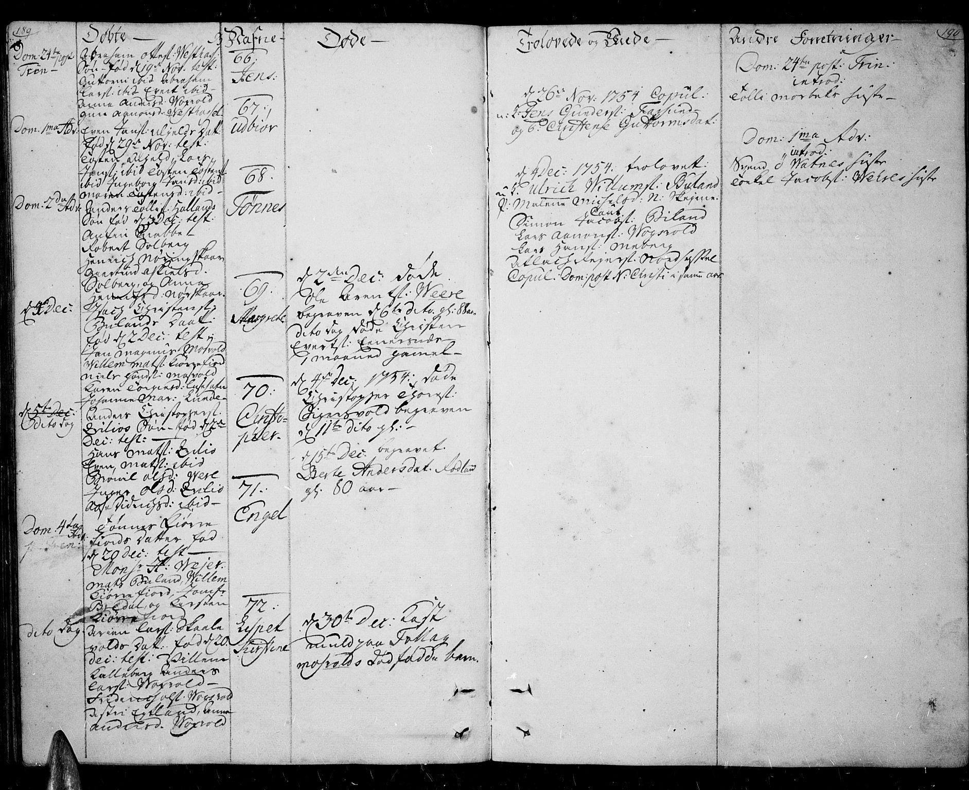 Lista sokneprestkontor, AV/SAK-1111-0027/F/Fa/L0003: Parish register (official) no. A 3 /1, 1743-1767, p. 189-190