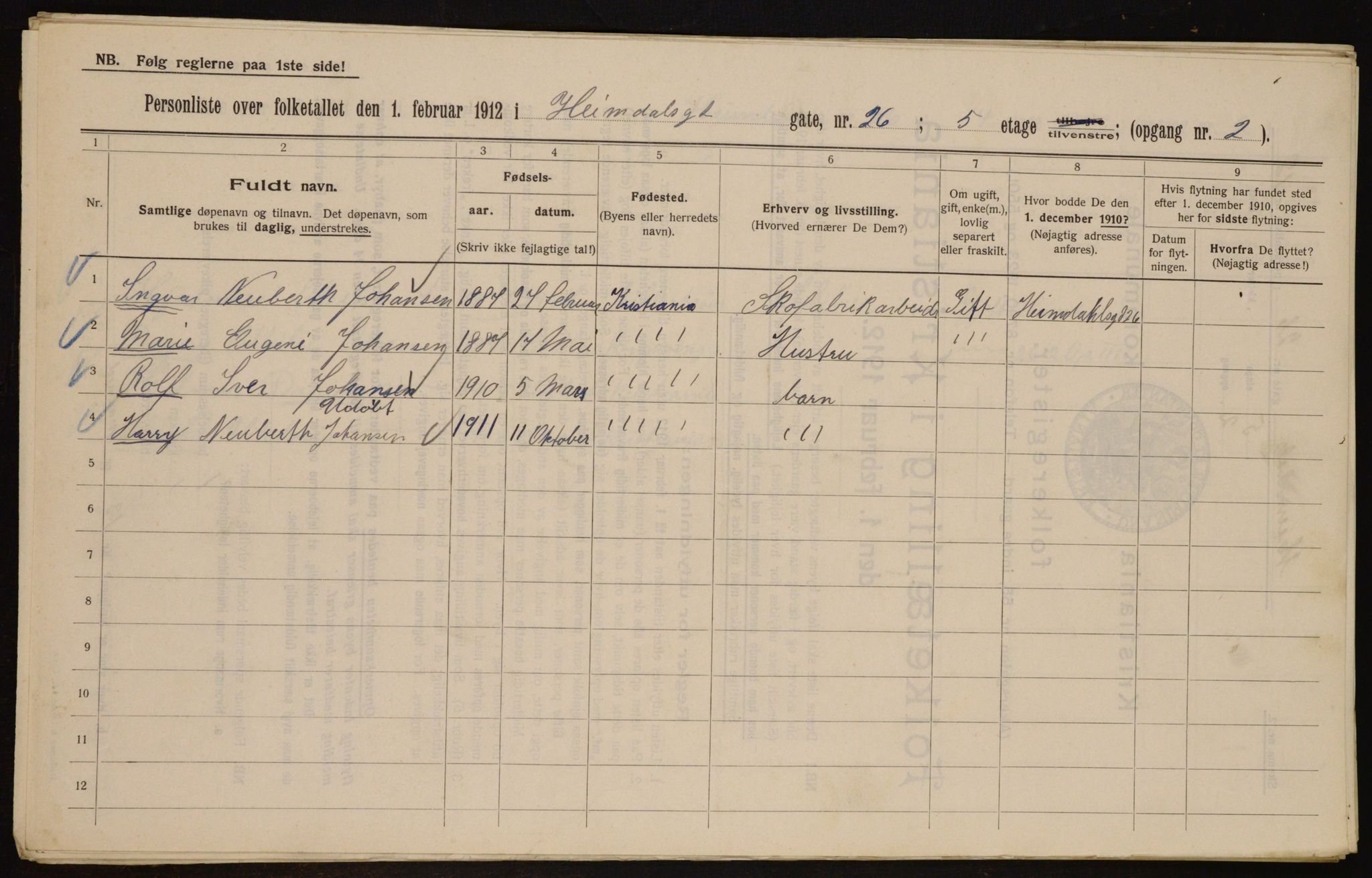 OBA, Municipal Census 1912 for Kristiania, 1912, p. 37202
