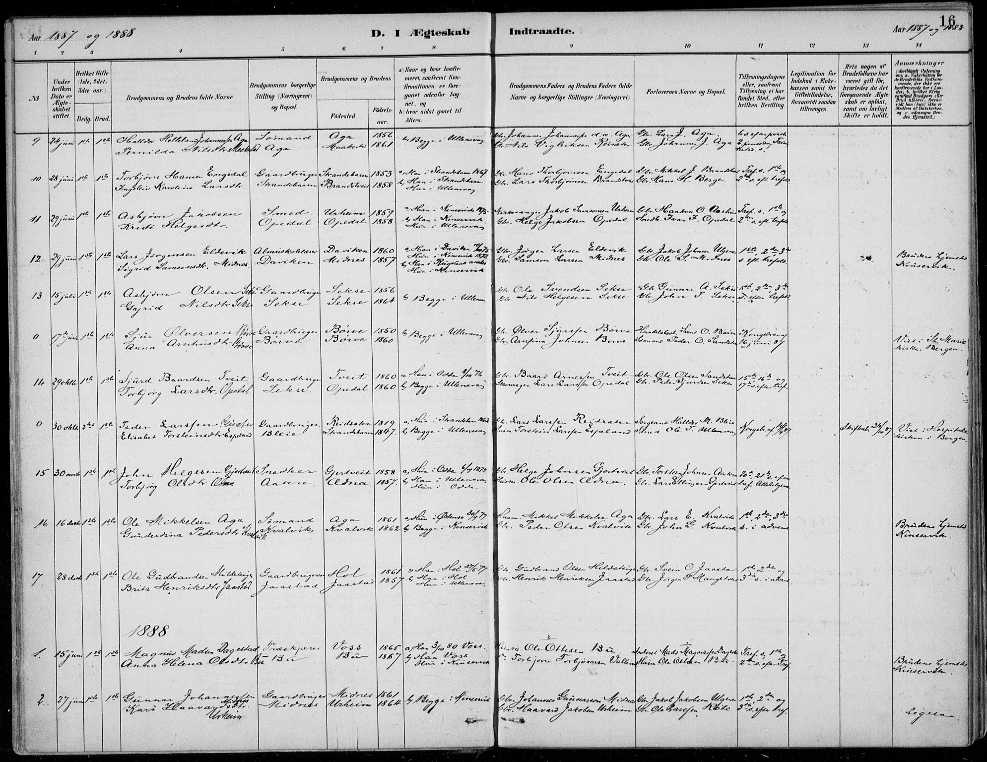 Ullensvang sokneprestembete, AV/SAB-A-78701/H/Haa: Parish register (official) no. B  3, 1882-1911, p. 16