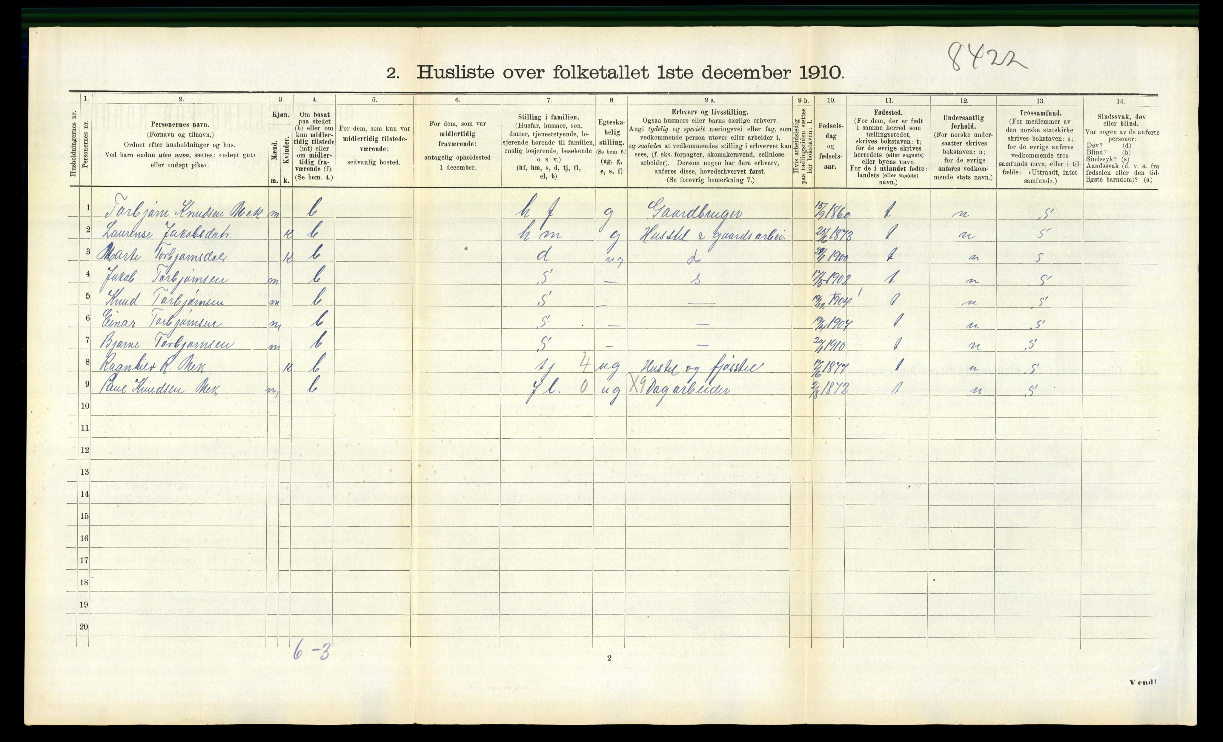 RA, 1910 census for Volda, 1910, p. 1175