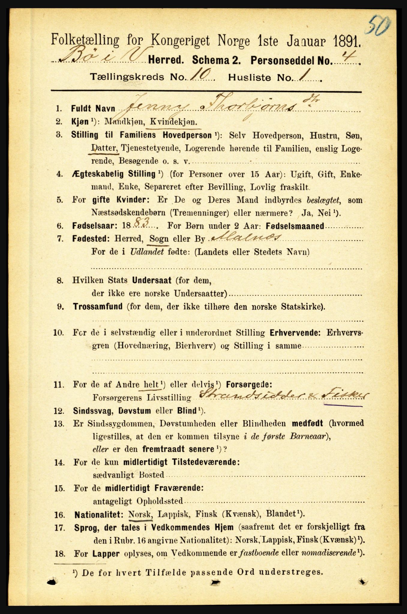 RA, 1891 census for 1867 Bø, 1891, p. 4017