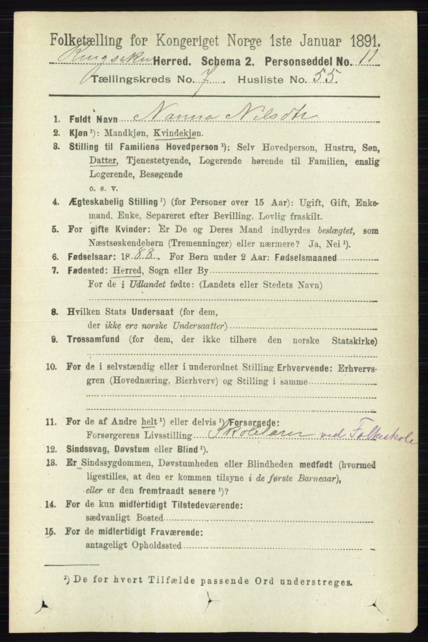 RA, 1891 census for 0412 Ringsaker, 1891, p. 4265