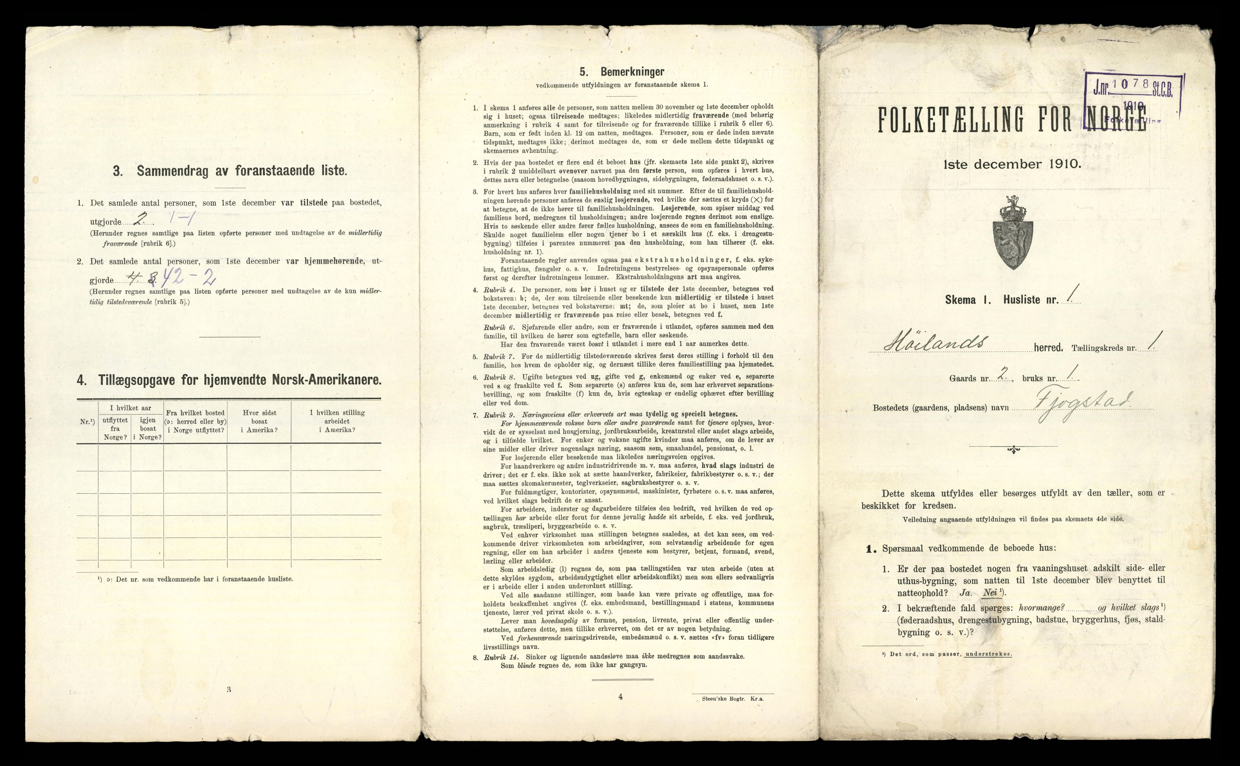 RA, 1910 census for Høyland, 1910, p. 60