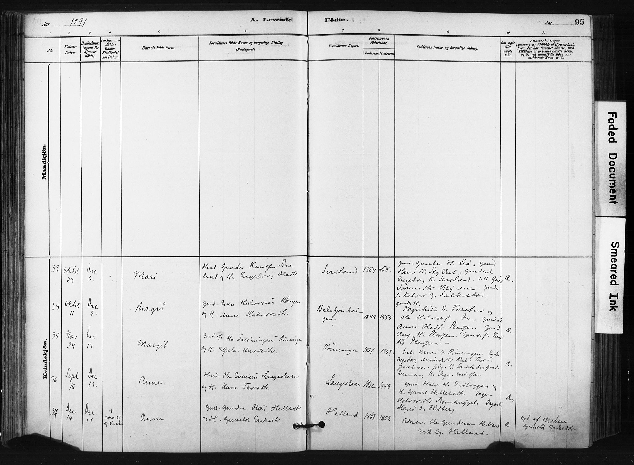 Bø kirkebøker, SAKO/A-257/F/Fa/L0010: Parish register (official) no. 10, 1880-1892, p. 95