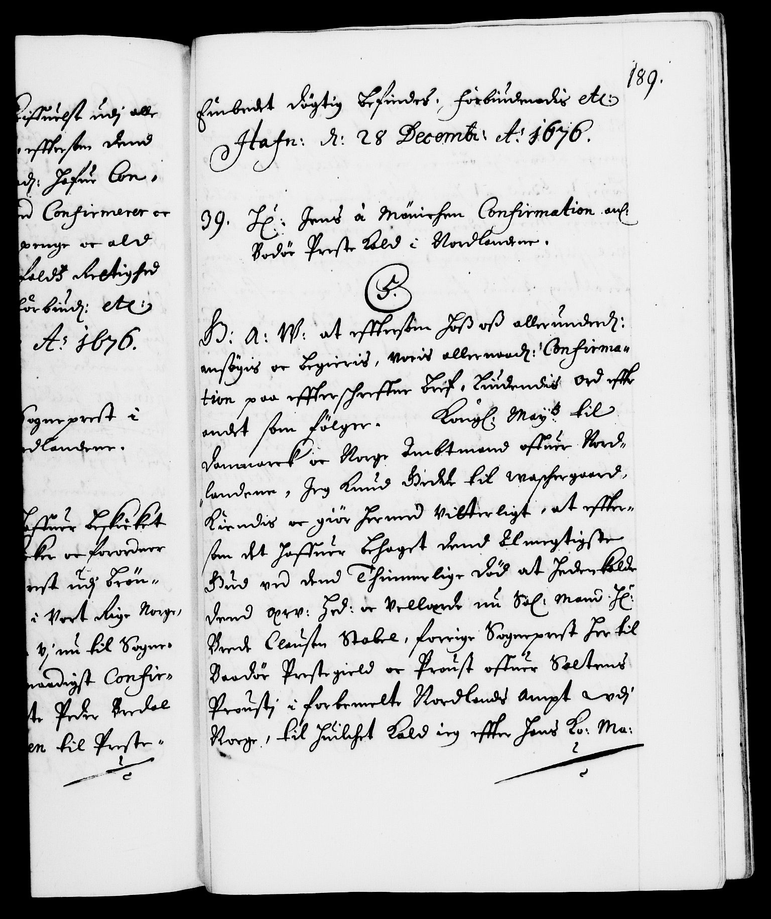 Danske Kanselli 1572-1799, AV/RA-EA-3023/F/Fc/Fca/Fcaa/L0012: Norske registre (mikrofilm), 1674-1680, p. 189a