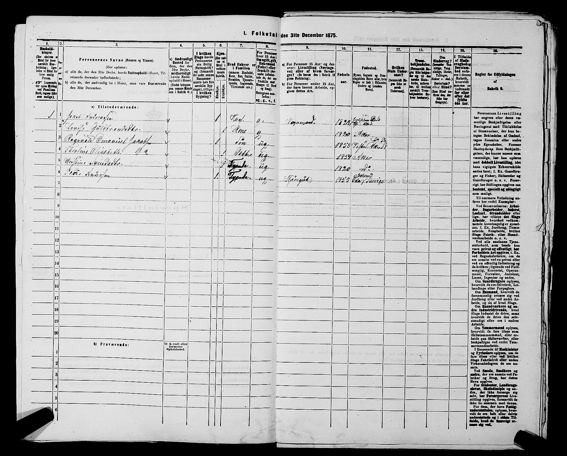 RA, 1875 census for 0218aP Vestre Aker, 1875, p. 1137