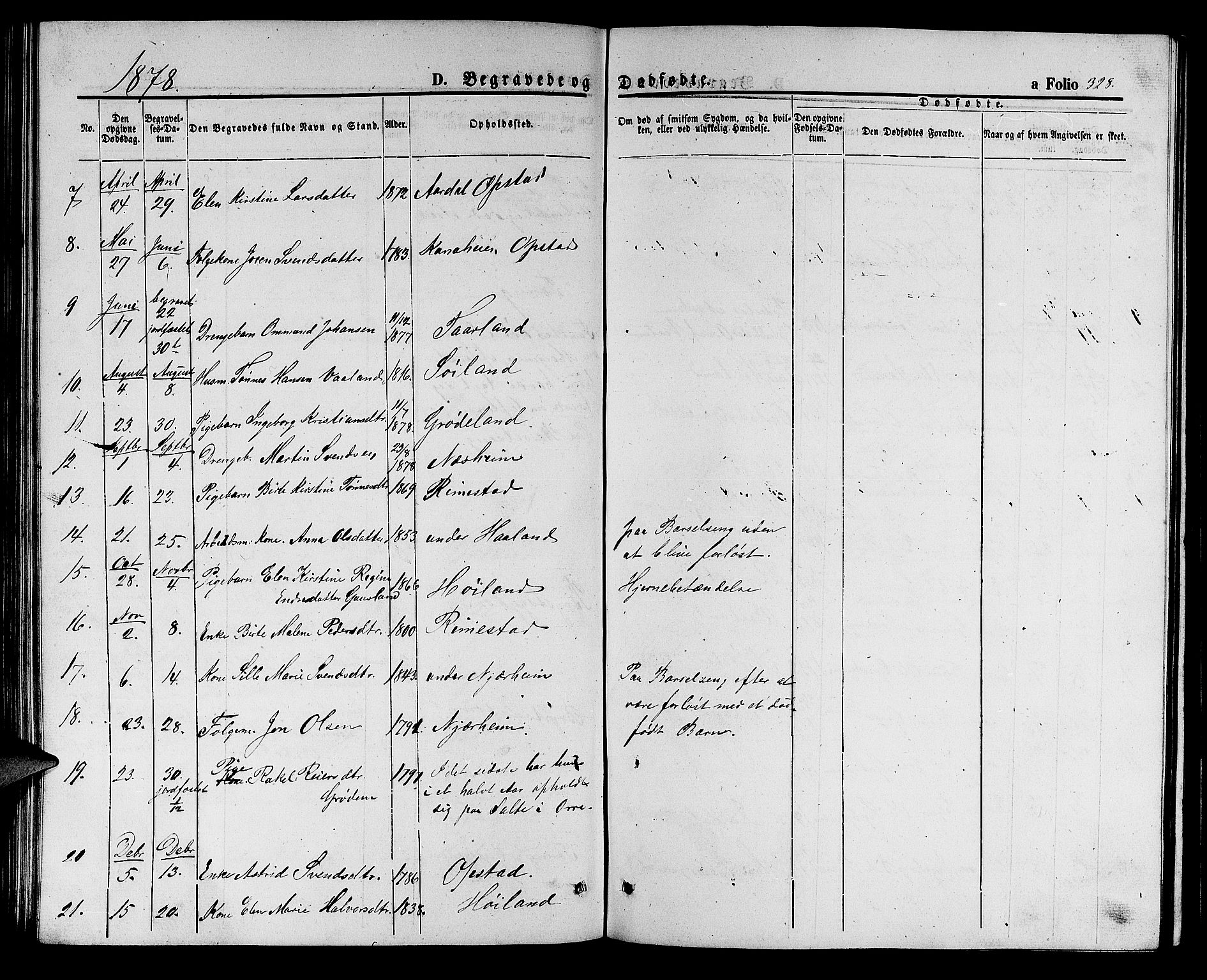 Hå sokneprestkontor, AV/SAST-A-101801/001/30BB/L0001: Parish register (copy) no. B 1, 1854-1883, p. 328