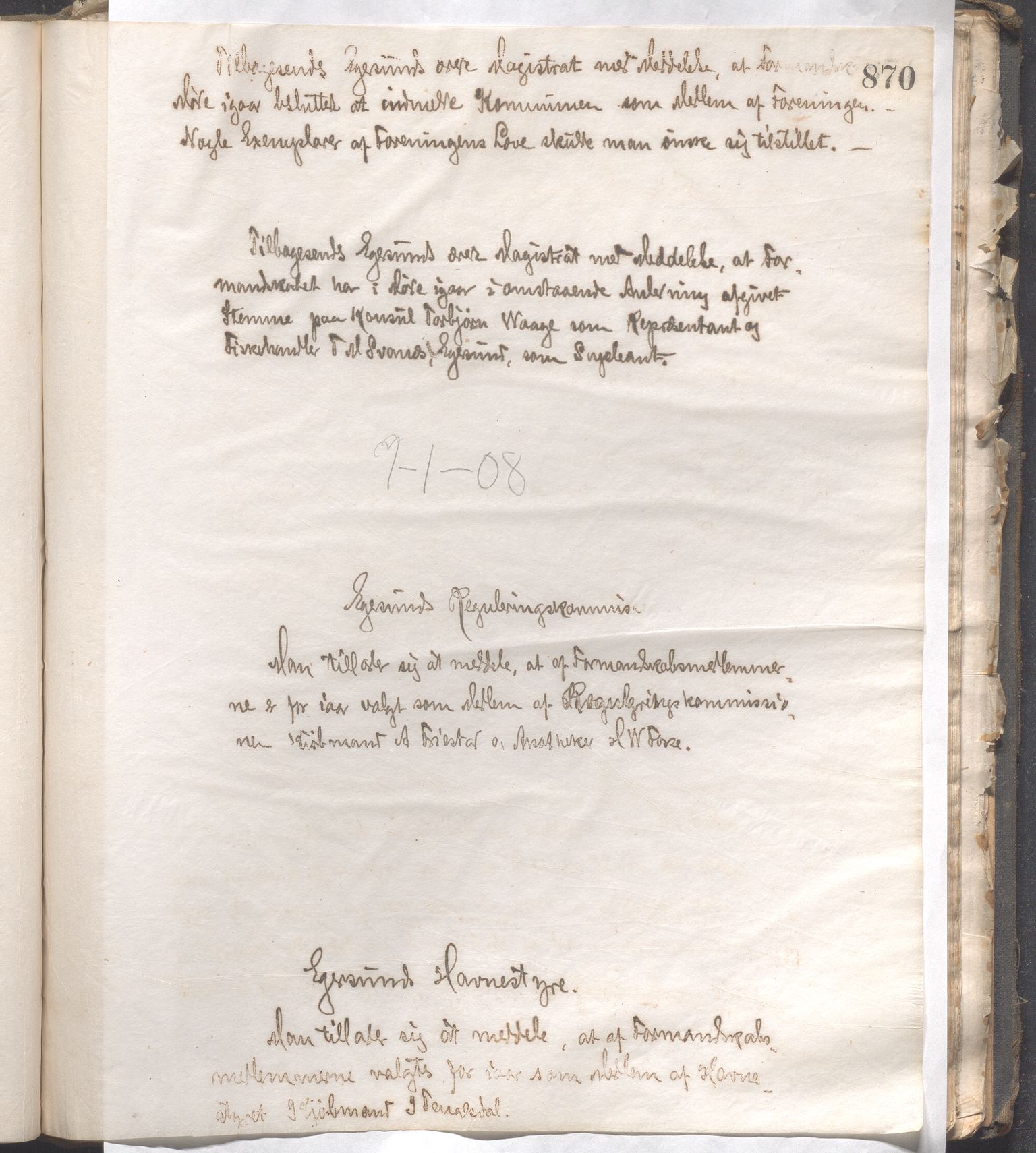 Egersund kommune (Ladested) - Formannskapet, IKAR/K-100502/B/L0003: Kopibok, 1901-1908, p. 870