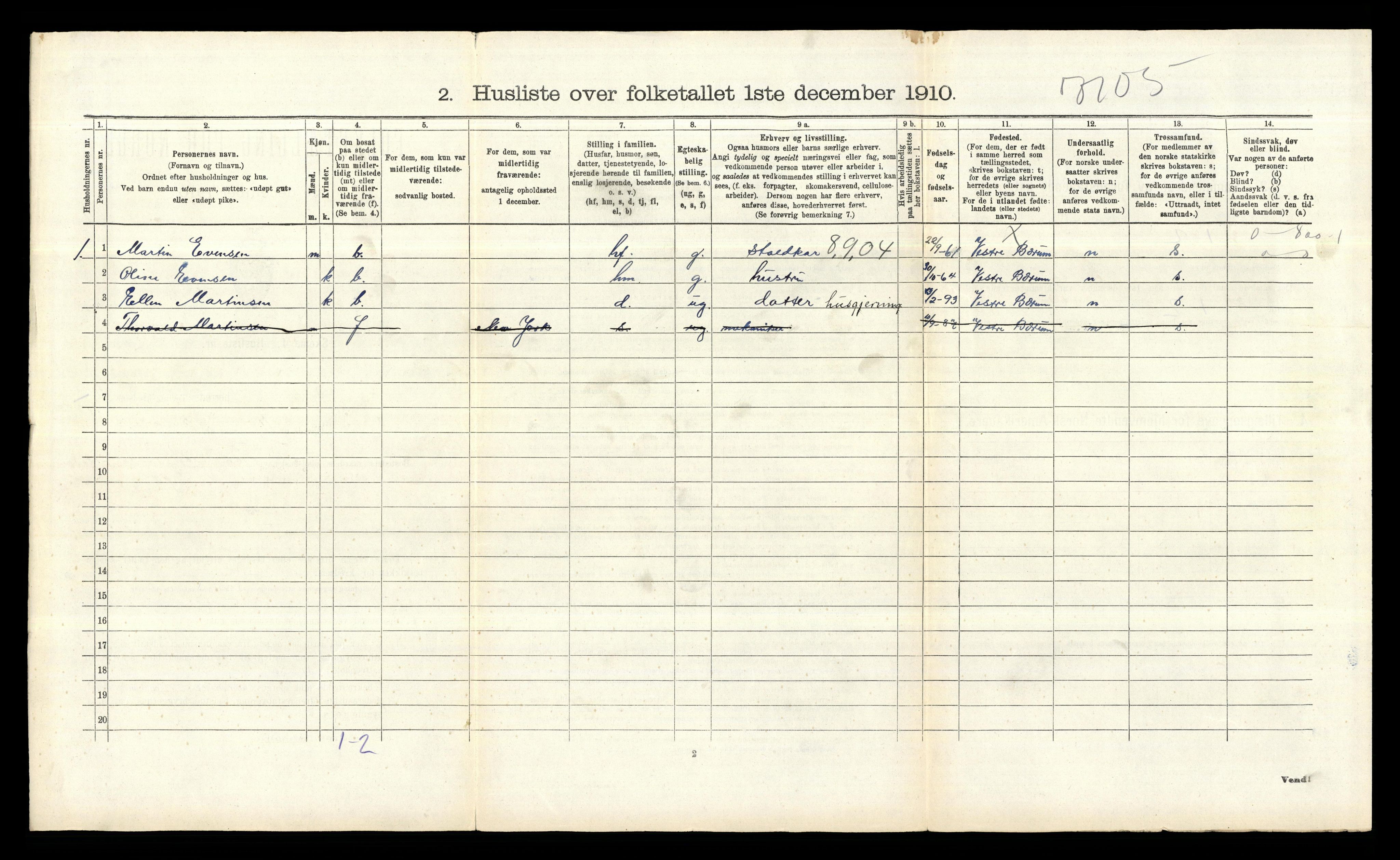 RA, 1910 census for Bærum, 1910, p. 1722