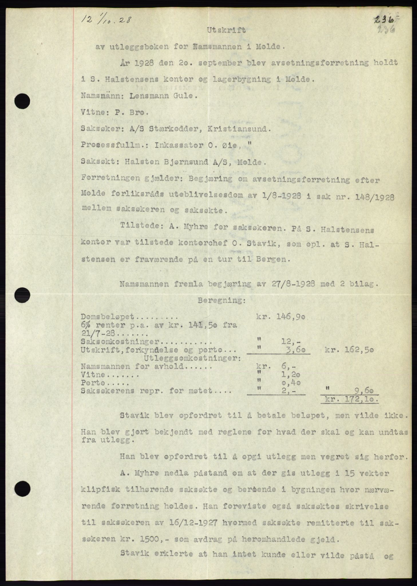 Molde byfogd, AV/SAT-A-0025/2/2C/L0011: Mortgage book no. 11, 1926-1932, Deed date: 01.10.1928