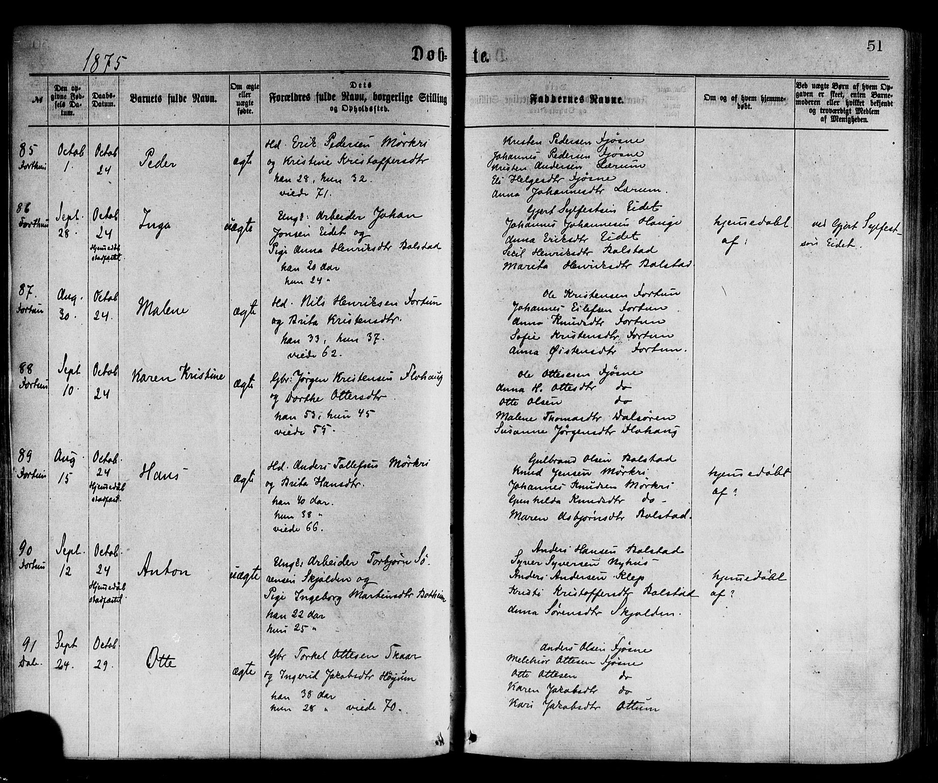 Luster sokneprestembete, AV/SAB-A-81101/H/Haa/Haaa/L0010: Parish register (official) no. A 10, 1871-1886, p. 51