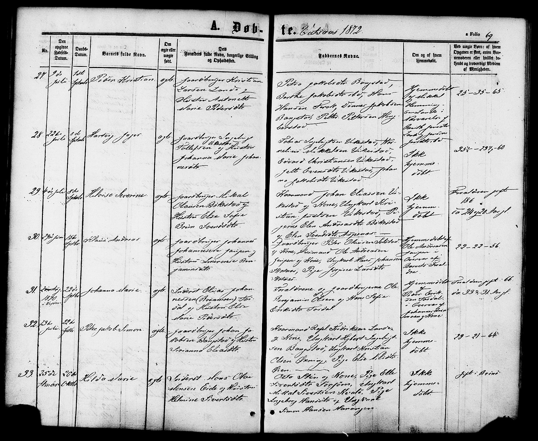 Ministerialprotokoller, klokkerbøker og fødselsregistre - Nordland, SAT/A-1459/810/L0146: Parish register (official) no. 810A08 /1, 1862-1874, p. 69