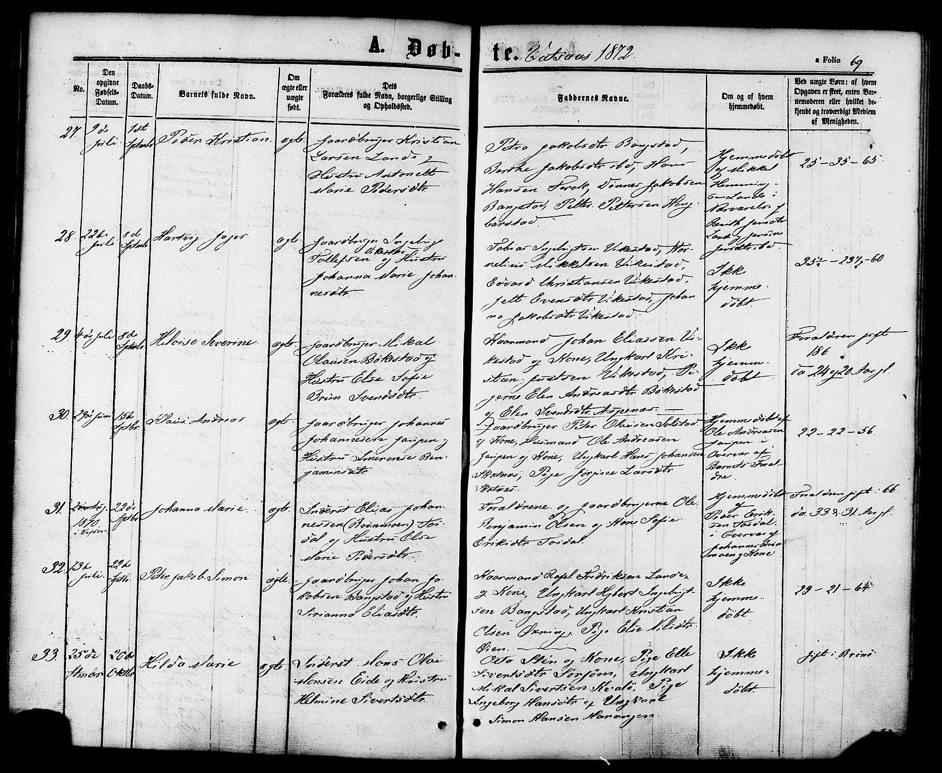 Ministerialprotokoller, klokkerbøker og fødselsregistre - Nordland, AV/SAT-A-1459/810/L0146: Parish register (official) no. 810A08 /1, 1862-1874, p. 69