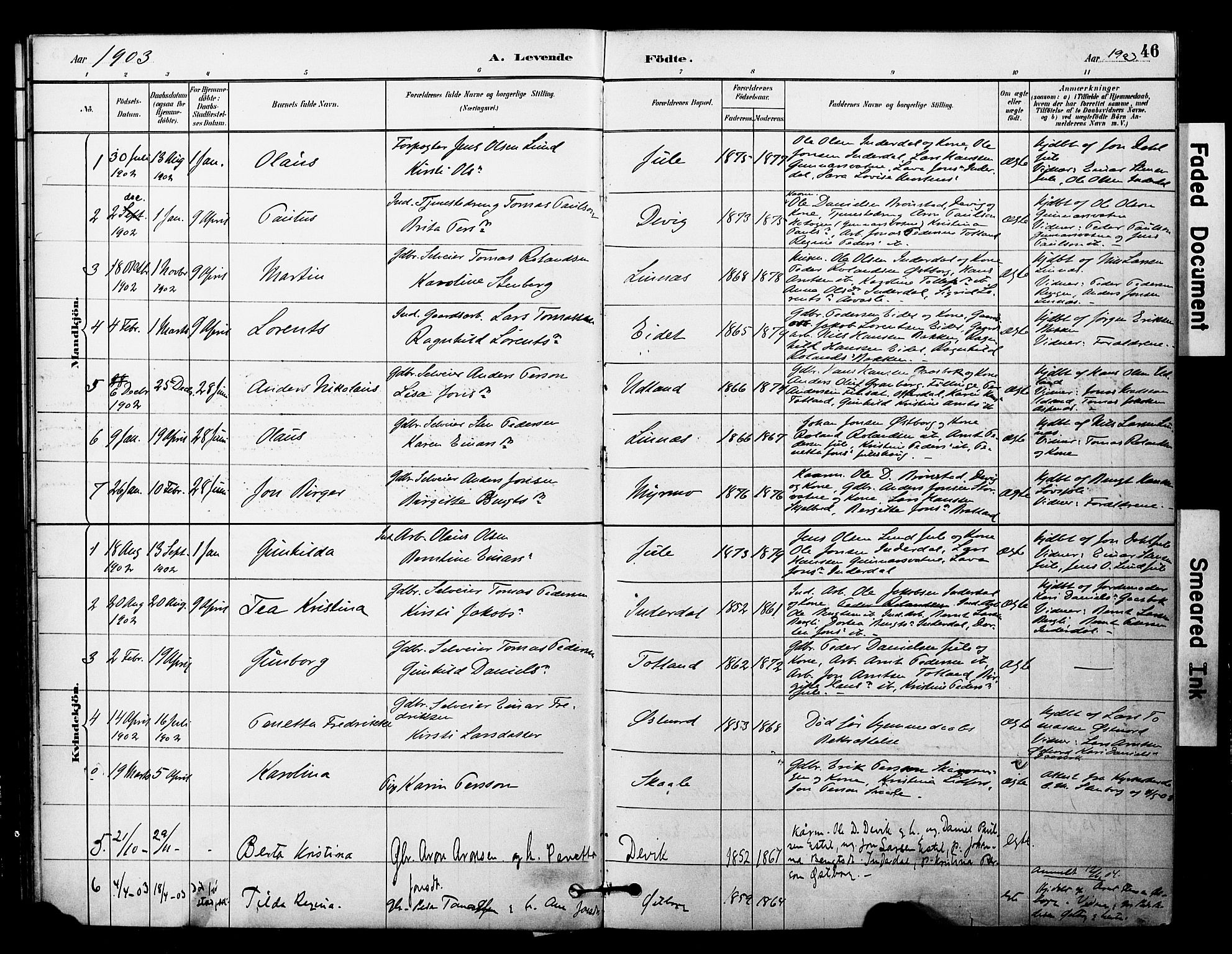 Ministerialprotokoller, klokkerbøker og fødselsregistre - Nord-Trøndelag, SAT/A-1458/757/L0505: Parish register (official) no. 757A01, 1882-1904, p. 46