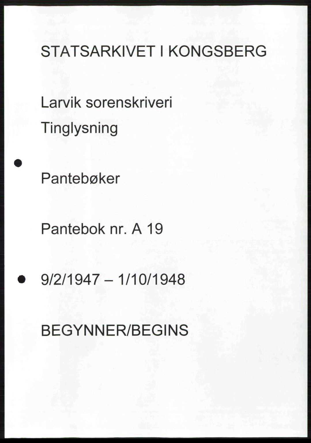 Larvik sorenskriveri, AV/SAKO-A-83/G/Ga/Gab/L0085: Mortgage book no. A-19, 1947-1948