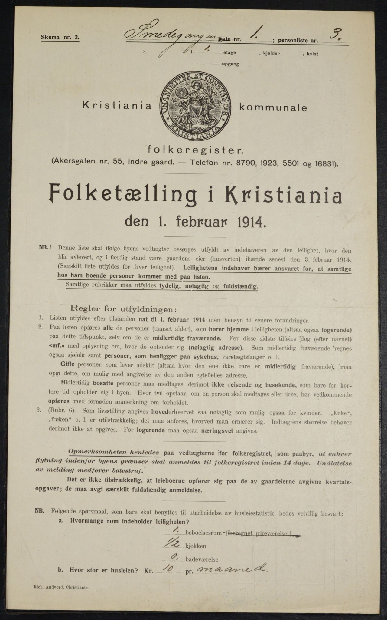 OBA, Municipal Census 1914 for Kristiania, 1914, p. 96958