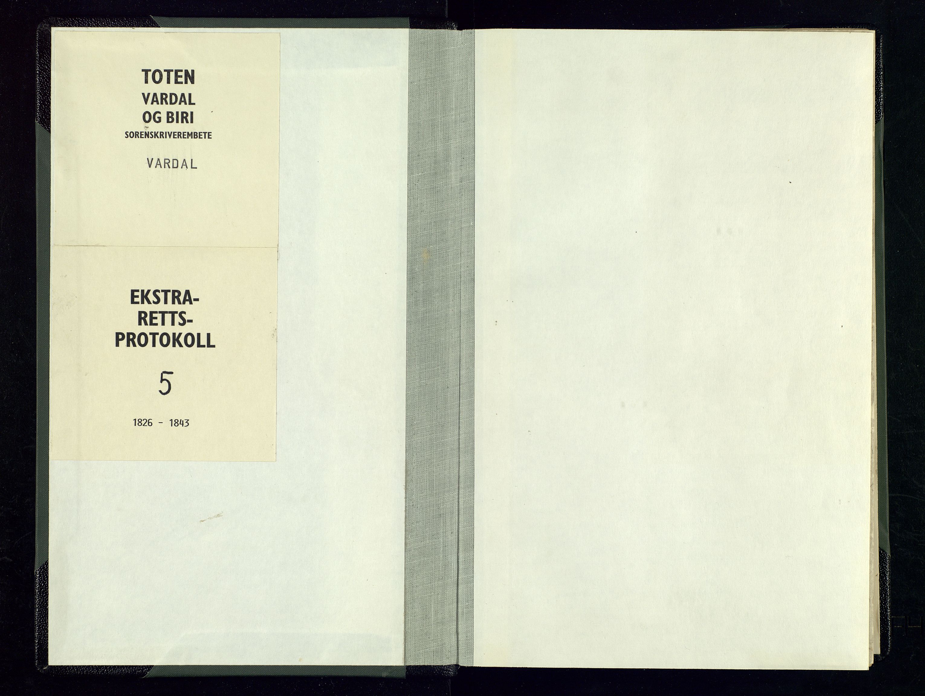 Toten tingrett, AV/SAH-TING-006/G/Gc/Gca/L0005: Ekstrarettsprotokoll - Vardal, 1826-1843