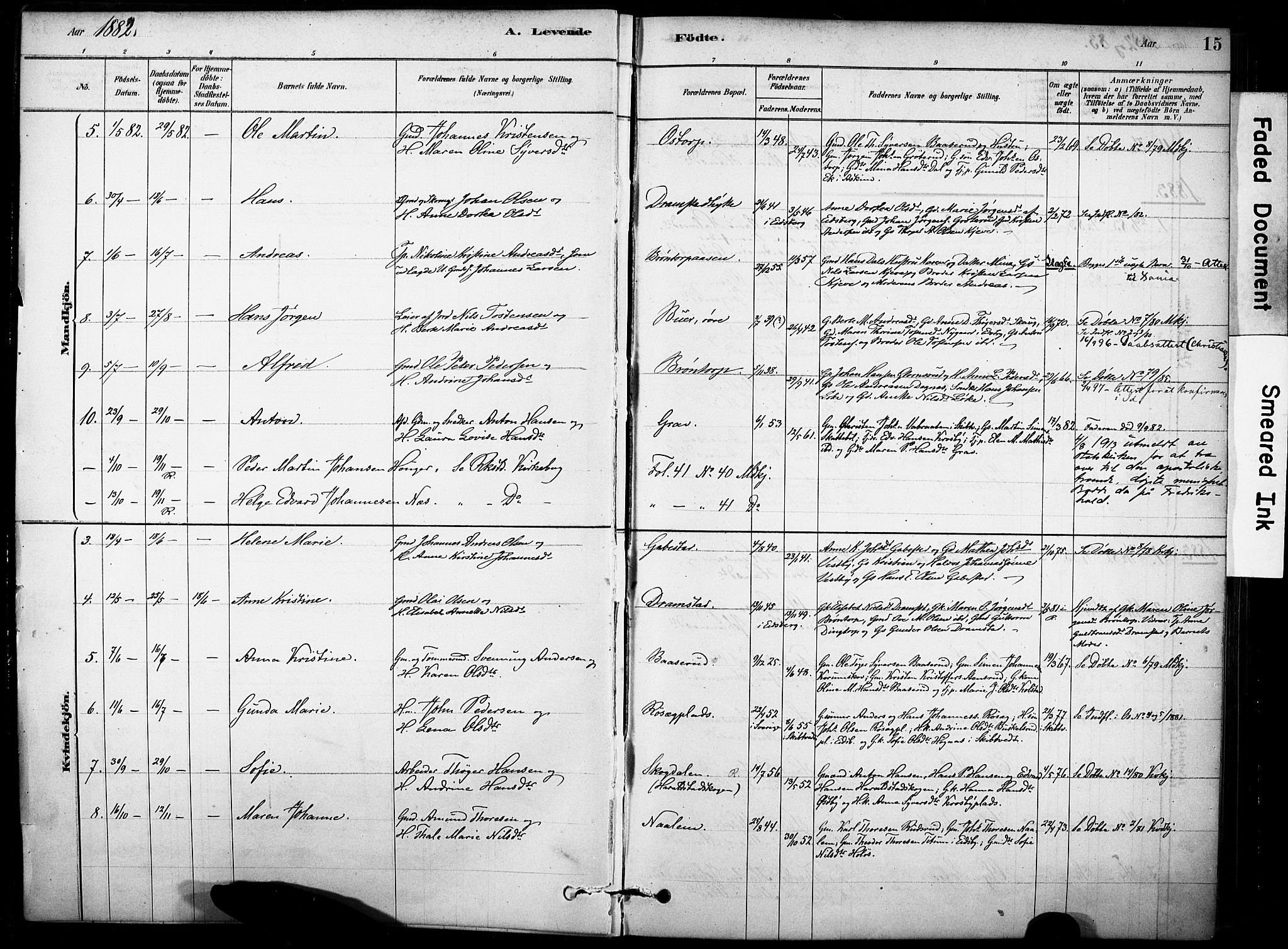 Rakkestad prestekontor Kirkebøker, AV/SAO-A-2008/F/Fc/L0001: Parish register (official) no. III 1, 1878-1905, p. 15