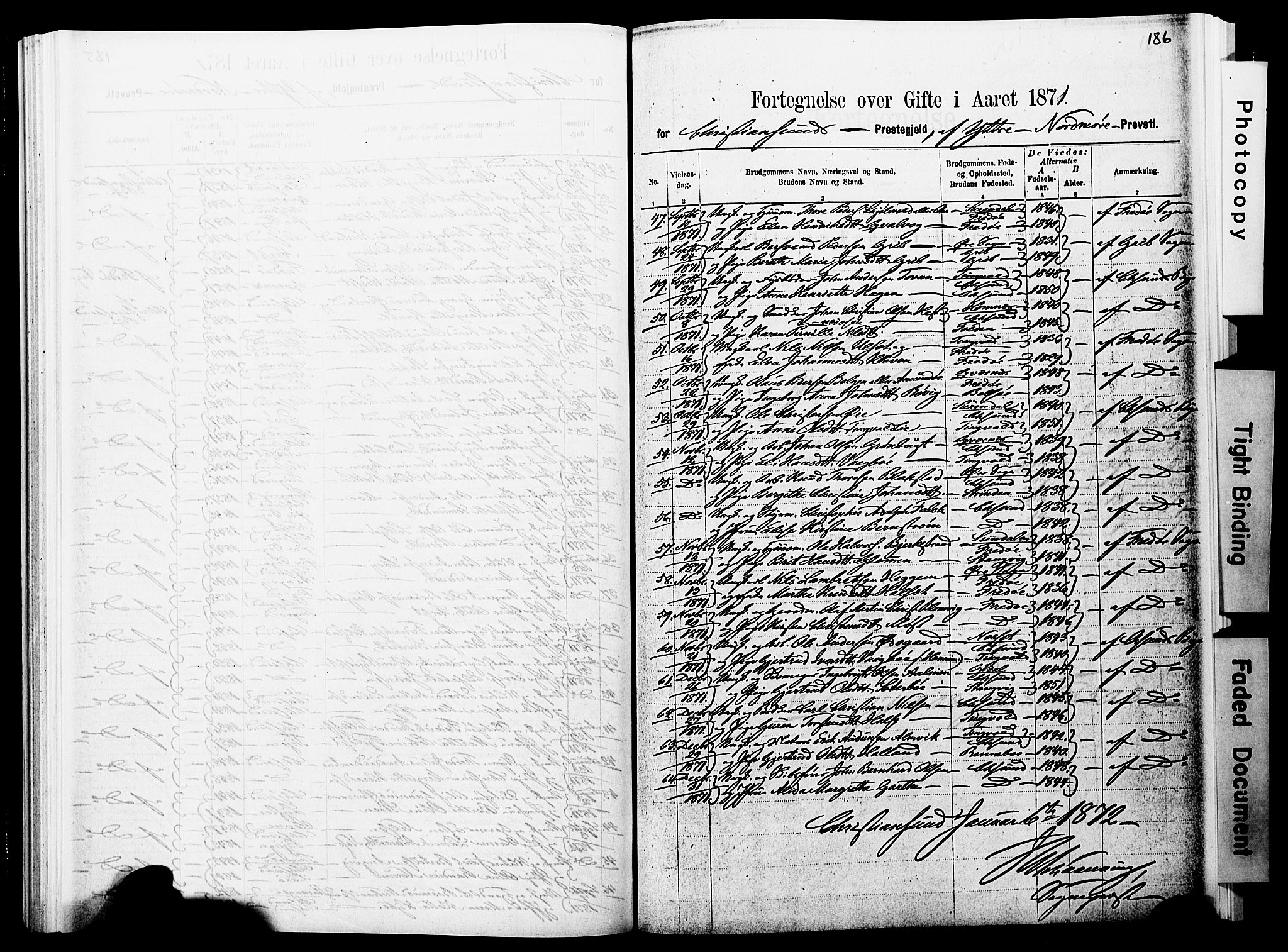 Ministerialprotokoller, klokkerbøker og fødselsregistre - Møre og Romsdal, SAT/A-1454/572/L0857: Parish register (official) no. 572D01, 1866-1872, p. 186