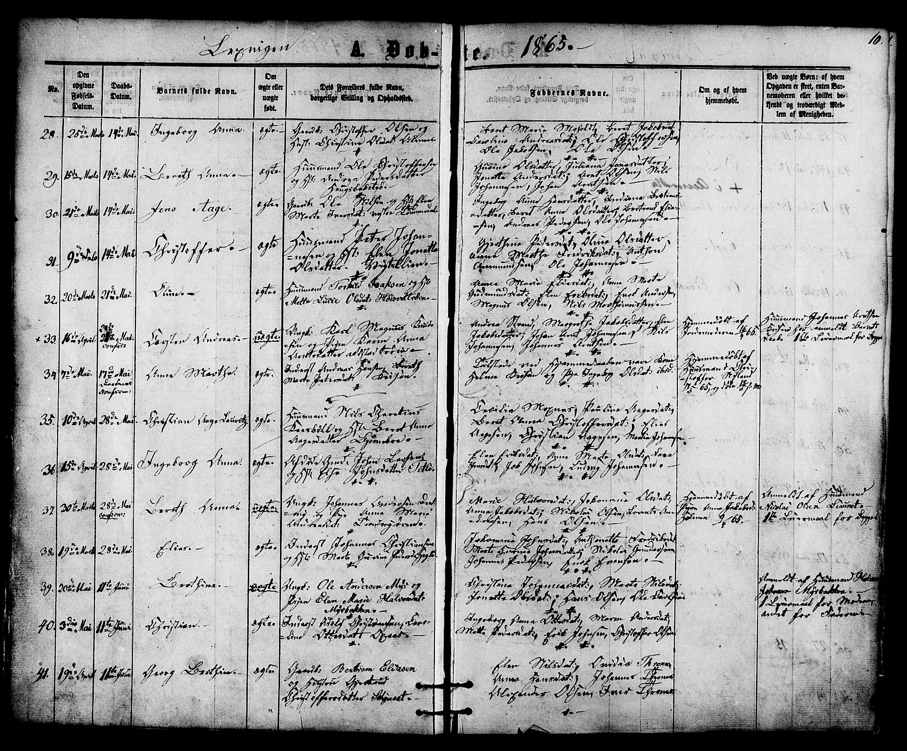 Ministerialprotokoller, klokkerbøker og fødselsregistre - Nord-Trøndelag, SAT/A-1458/701/L0009: Parish register (official) no. 701A09 /1, 1864-1882, p. 10