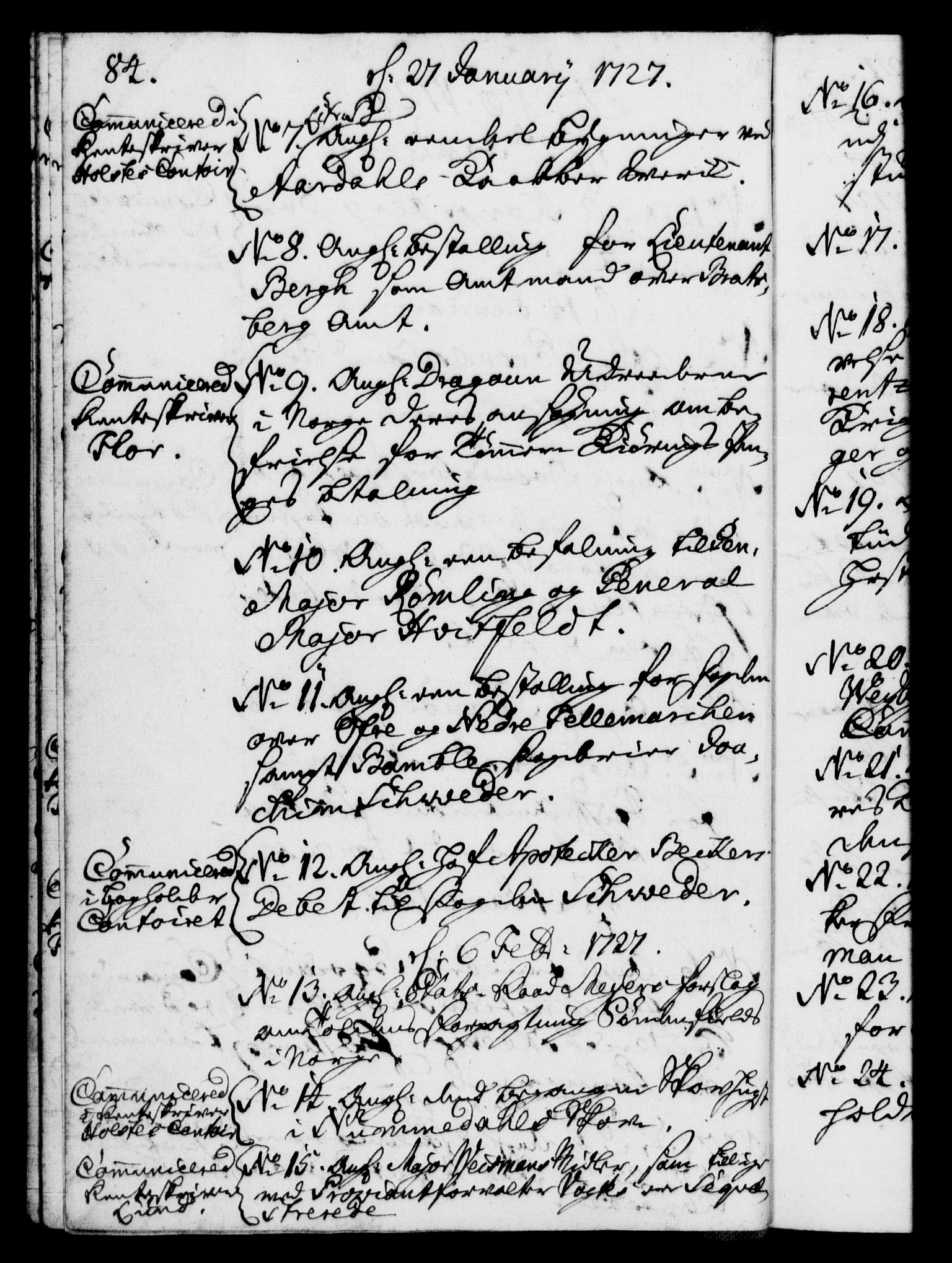 Rentekammeret, Kammerkanselliet, RA/EA-3111/G/Gf/Gfb/L0002: Register til norske relasjons- og resolusjonsprotokoller (merket RK 52.97), 1724-1728, p. 84
