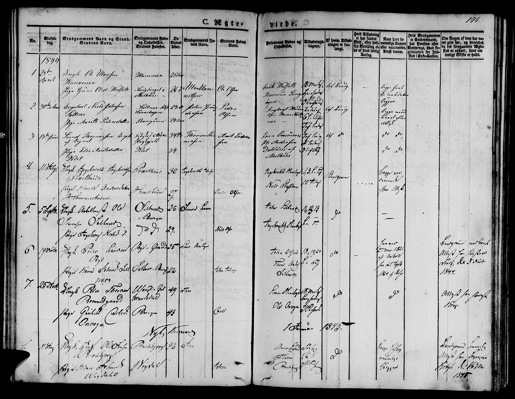 Ministerialprotokoller, klokkerbøker og fødselsregistre - Sør-Trøndelag, AV/SAT-A-1456/612/L0375: Parish register (official) no. 612A07 /2, 1829-1845, p. 196