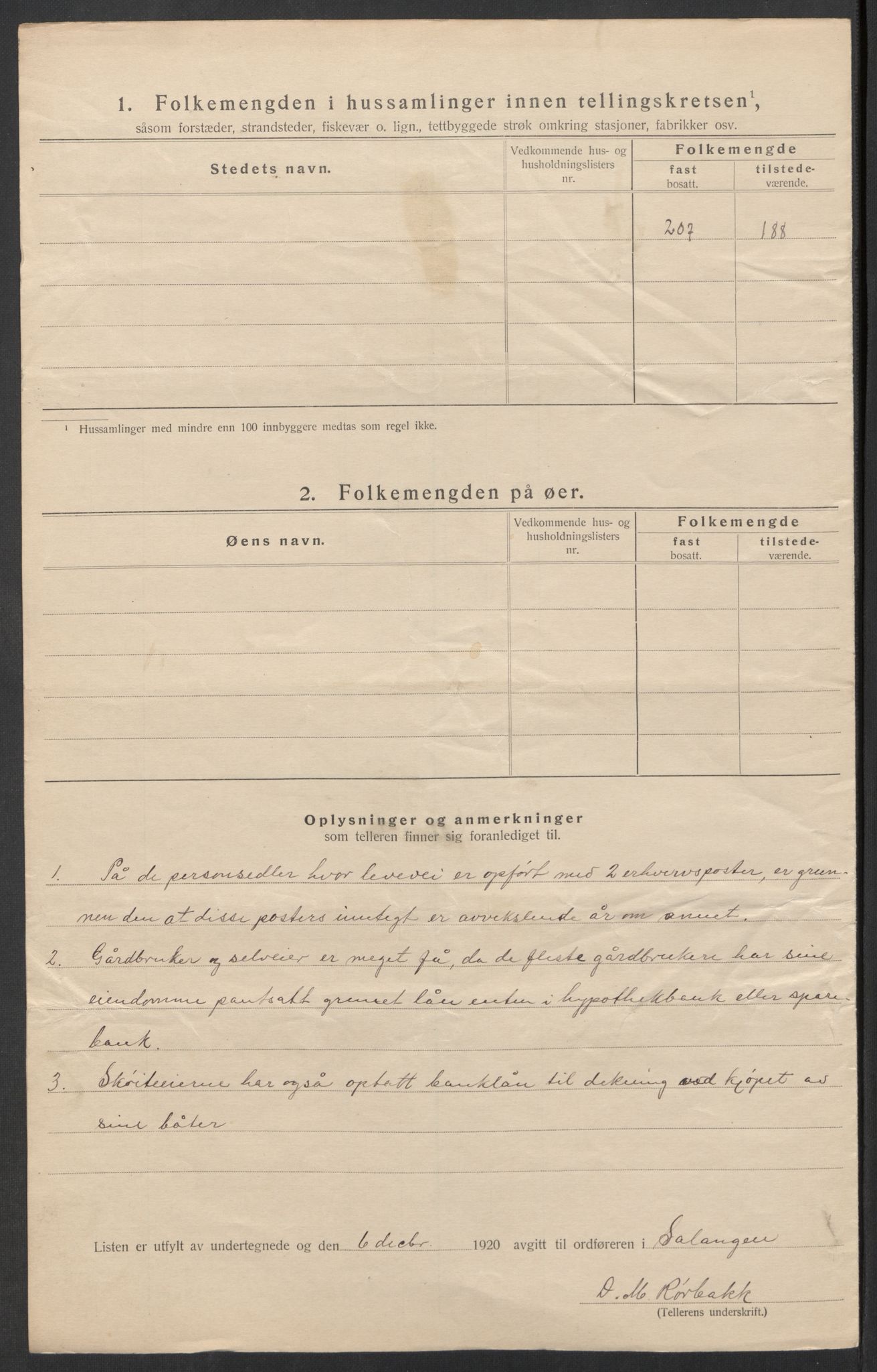 SATØ, 1920 census for Salangen, 1920, p. 11