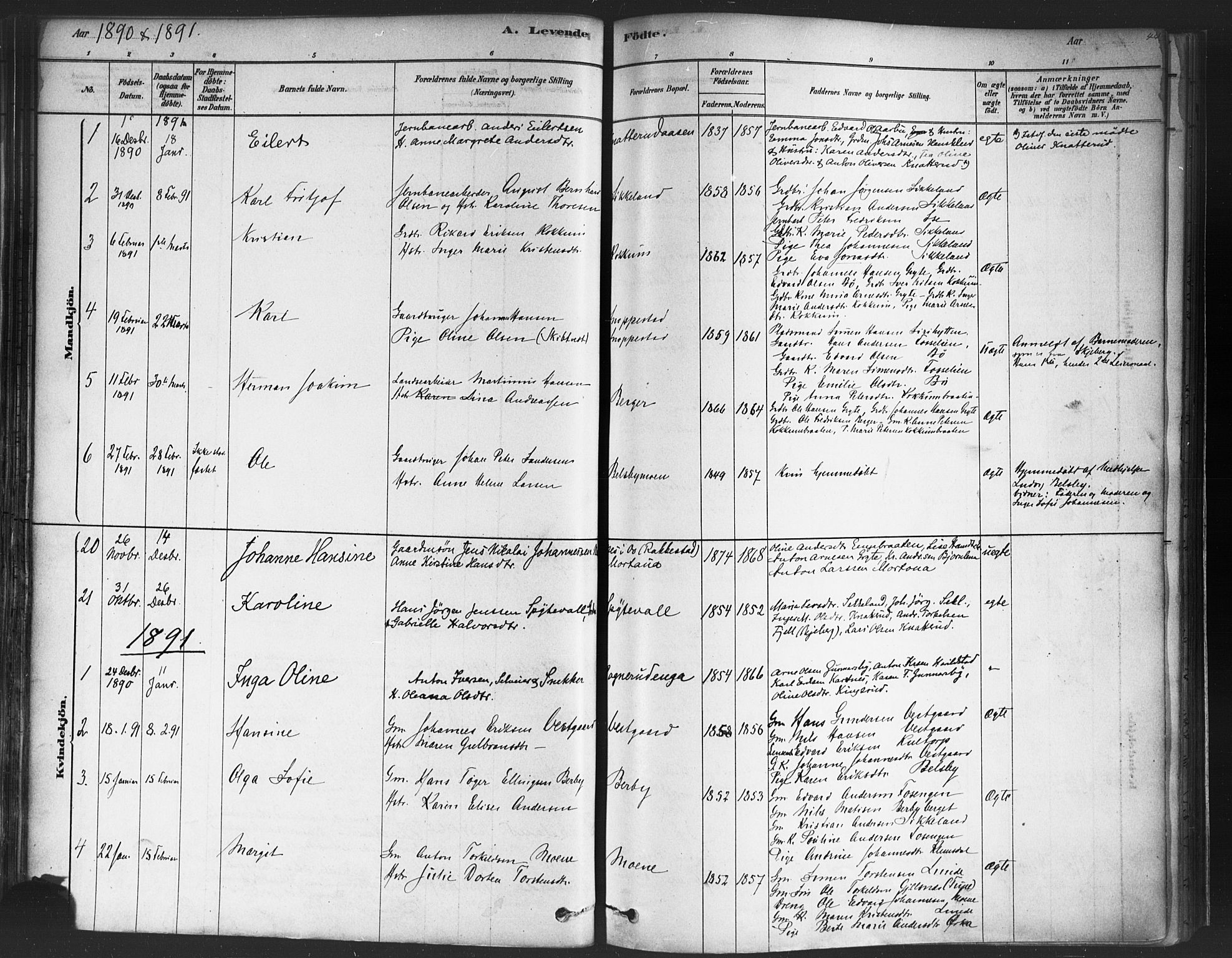 Varteig prestekontor Kirkebøker, SAO/A-10447a/F/Fa/L0002: Parish register (official) no. 2, 1878-1899, p. 44