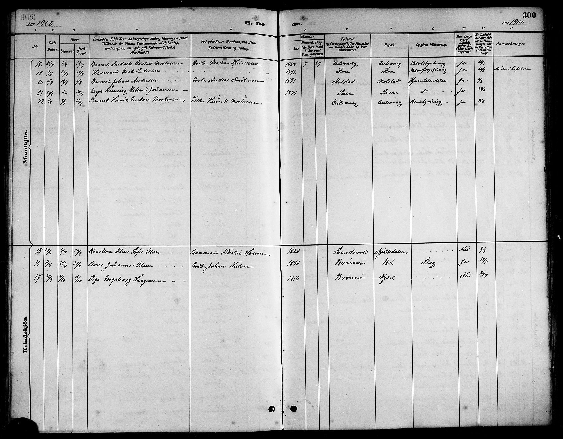 Ministerialprotokoller, klokkerbøker og fødselsregistre - Nordland, SAT/A-1459/816/L0253: Parish register (copy) no. 816C03, 1886-1905, p. 300