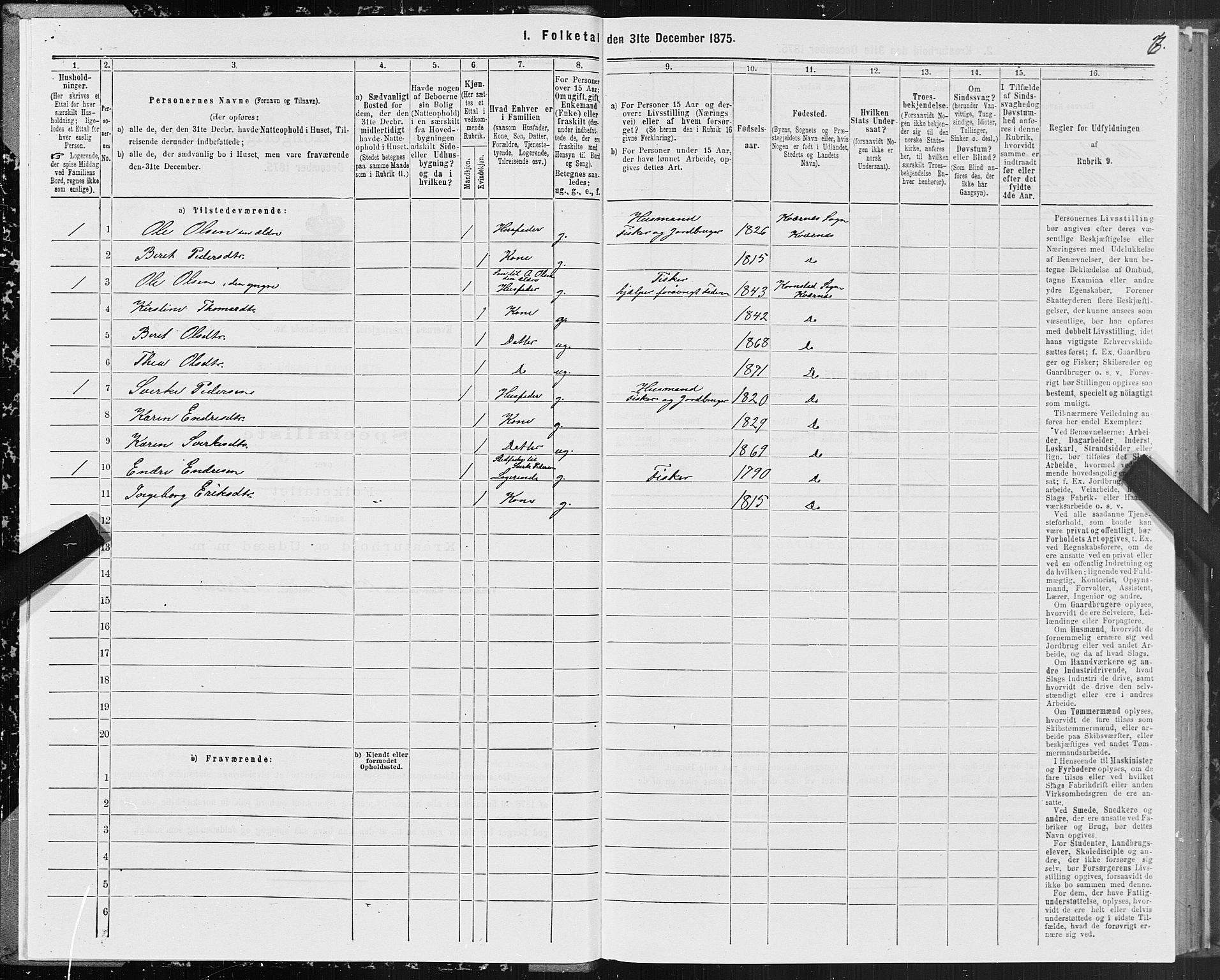 SAT, 1875 census for 1553P Kvernes, 1875, p. 3006