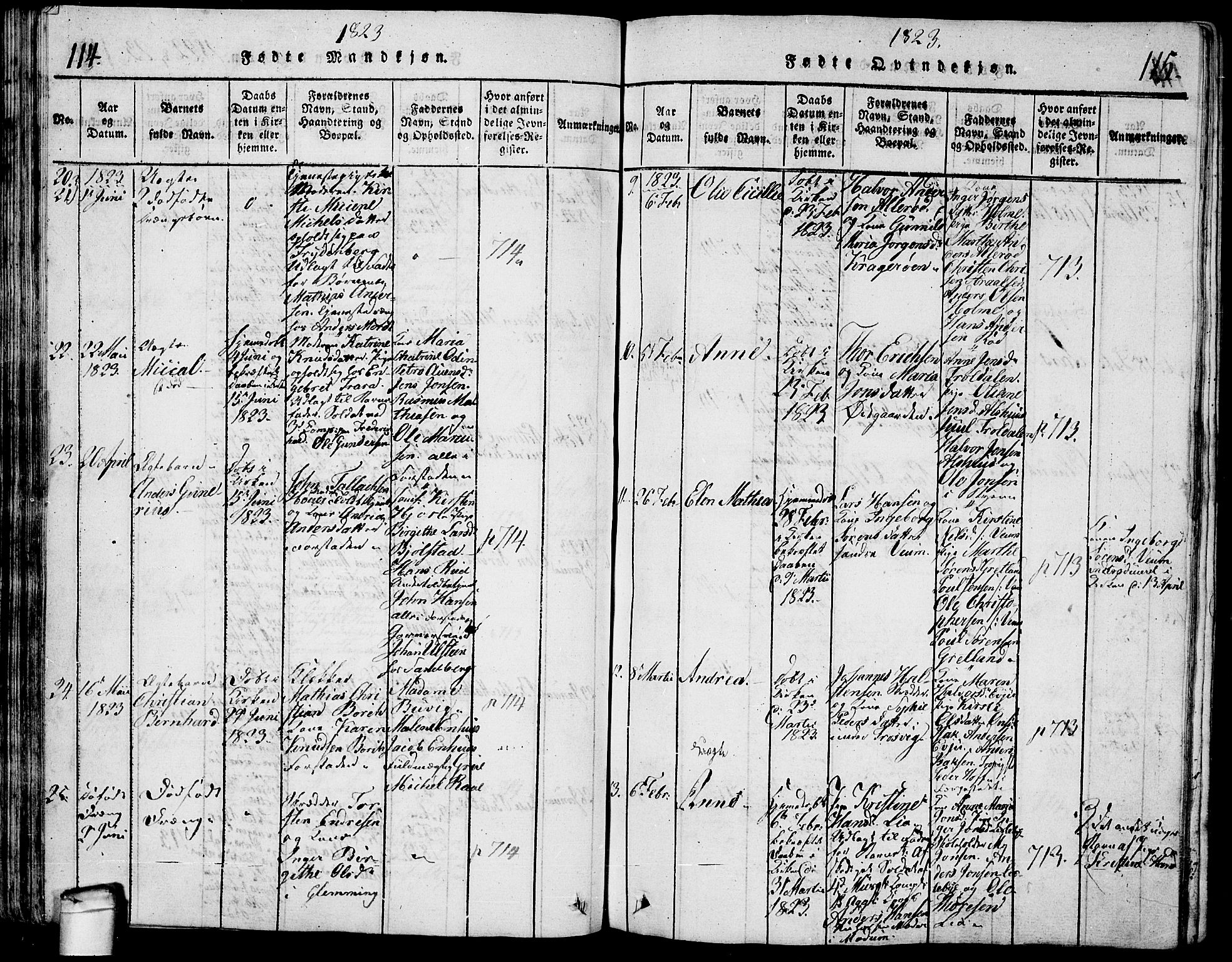 Glemmen prestekontor Kirkebøker, AV/SAO-A-10908/G/Ga/L0001: Parish register (copy) no. 1, 1816-1838, p. 114-115