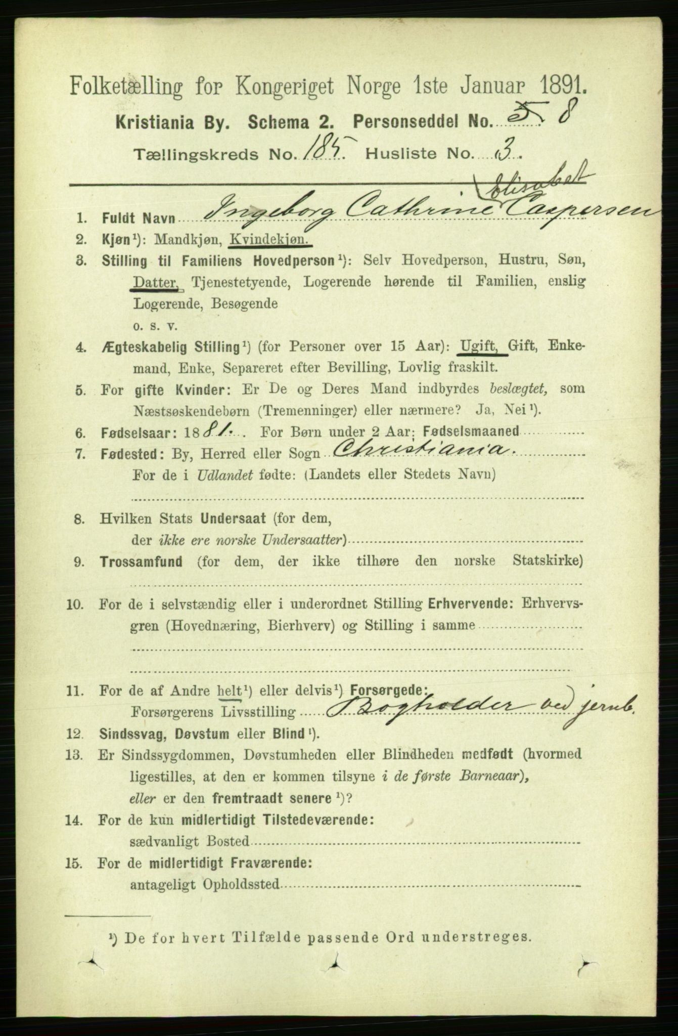 RA, 1891 census for 0301 Kristiania, 1891, p. 110918