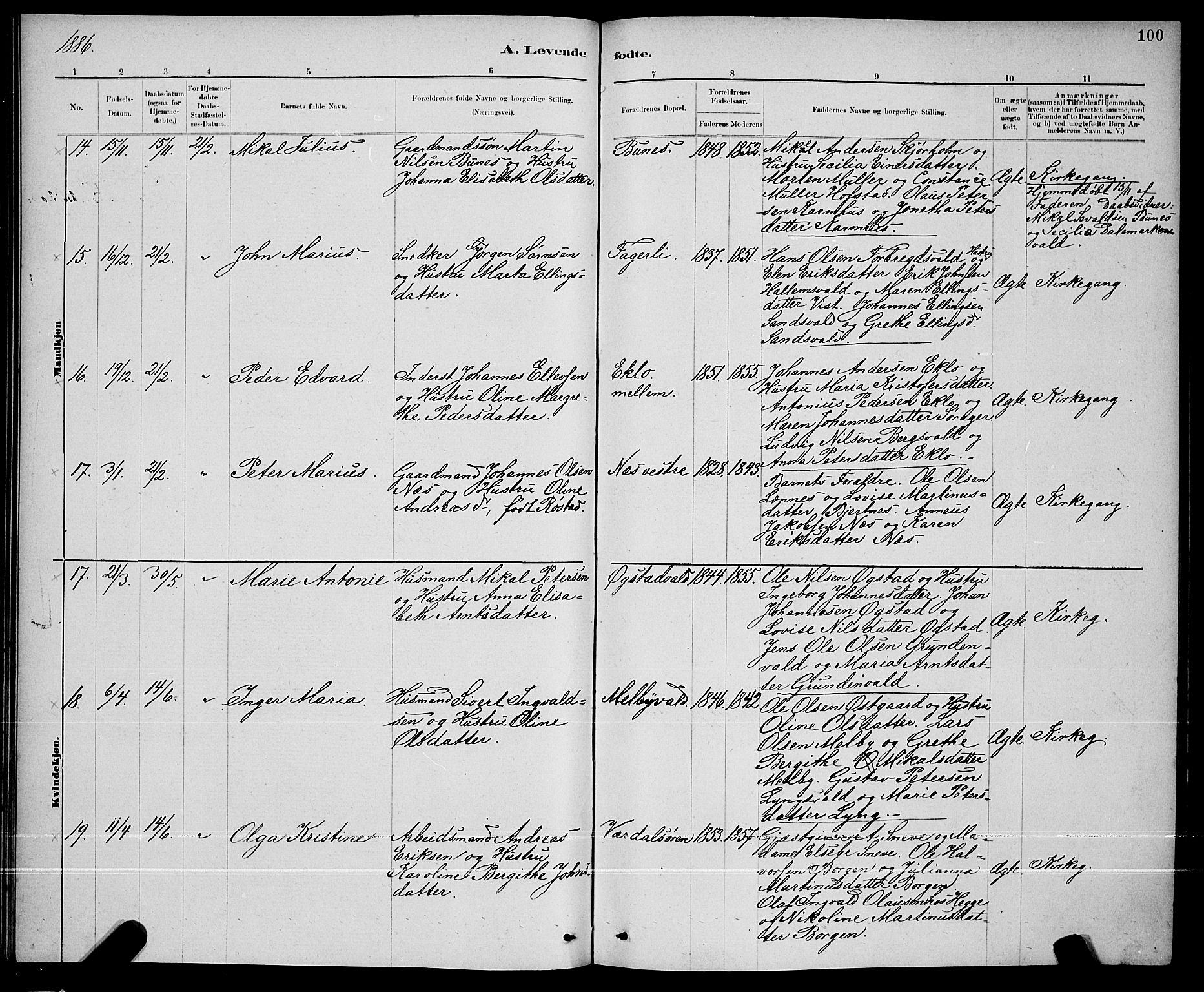 Ministerialprotokoller, klokkerbøker og fødselsregistre - Nord-Trøndelag, AV/SAT-A-1458/723/L0256: Parish register (copy) no. 723C04, 1879-1890, p. 100