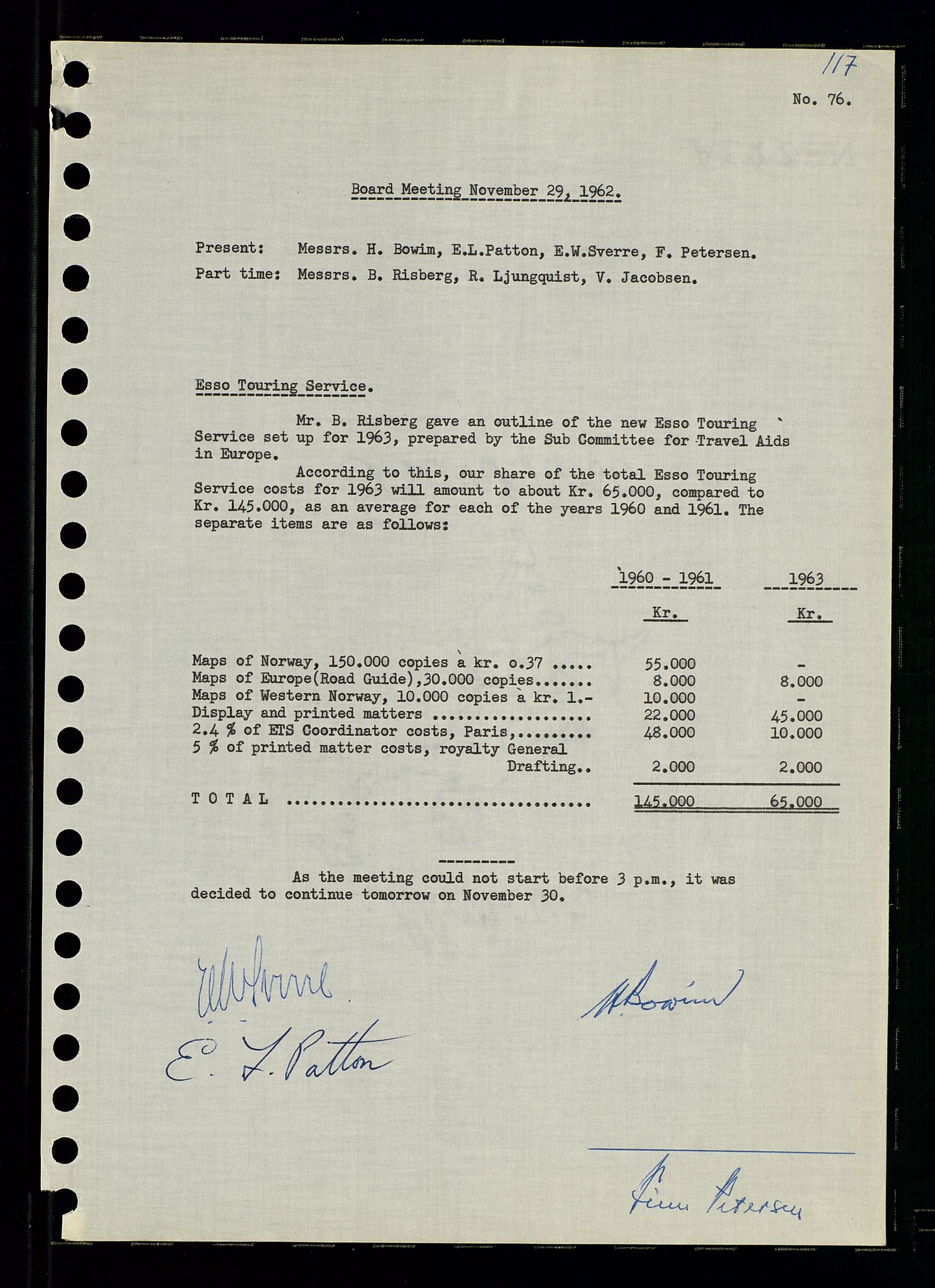 Pa 0982 - Esso Norge A/S, AV/SAST-A-100448/A/Aa/L0001/0003: Den administrerende direksjon Board minutes (styrereferater) / Den administrerende direksjon Board minutes (styrereferater), 1962, p. 117