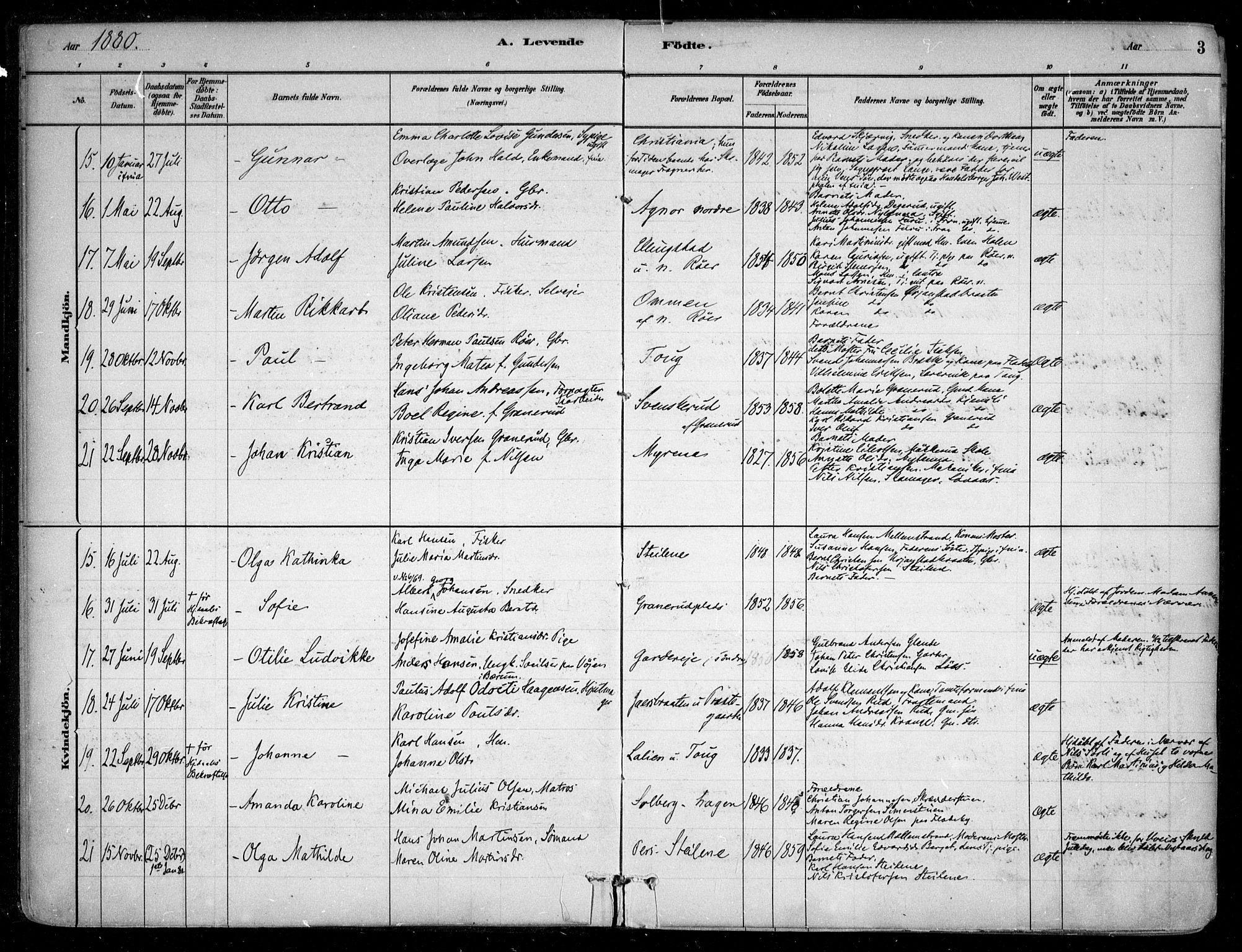 Nesodden prestekontor Kirkebøker, SAO/A-10013/F/Fa/L0009: Parish register (official) no. I 9, 1880-1915, p. 3