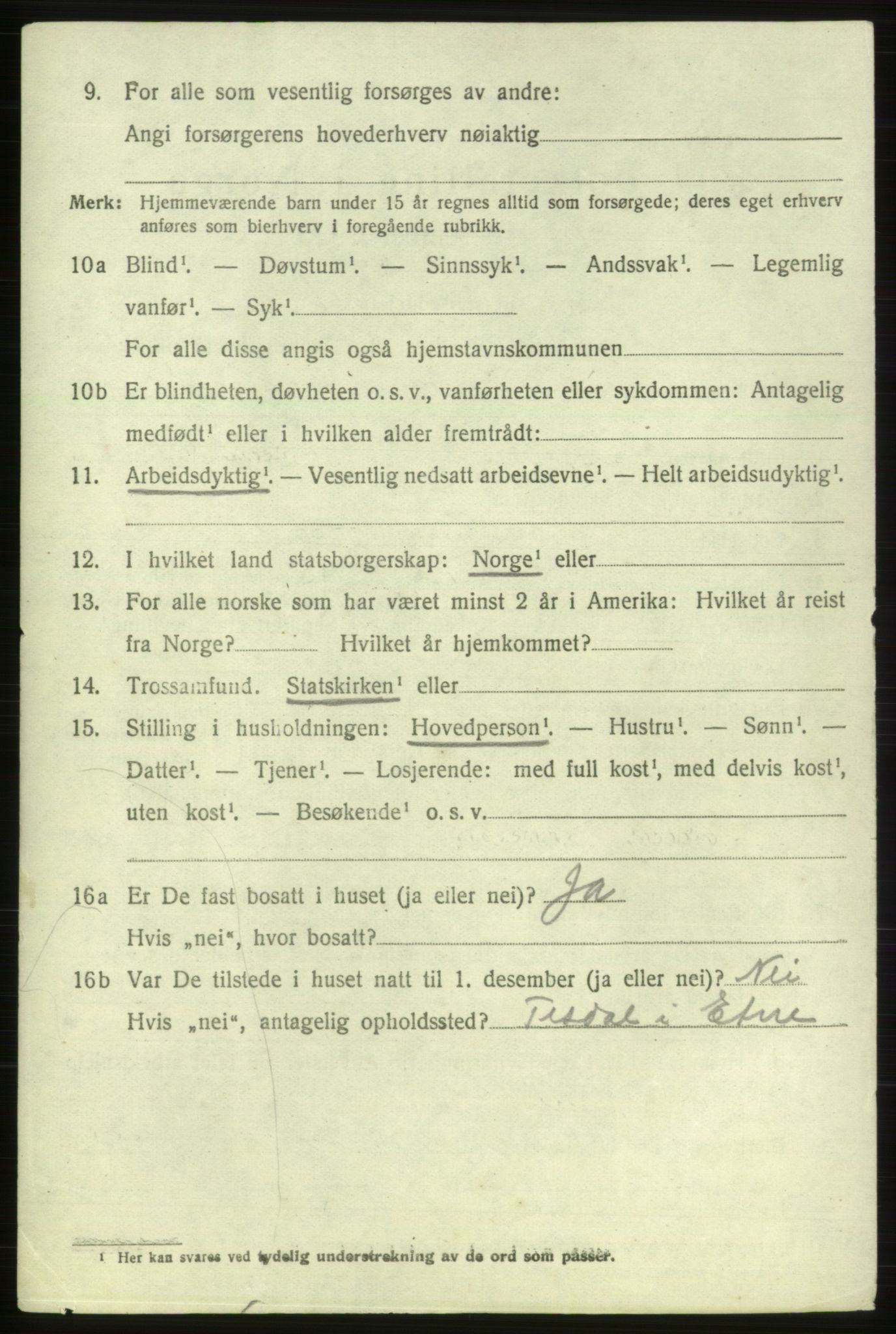 SAB, 1920 census for Etne, 1920, p. 3178