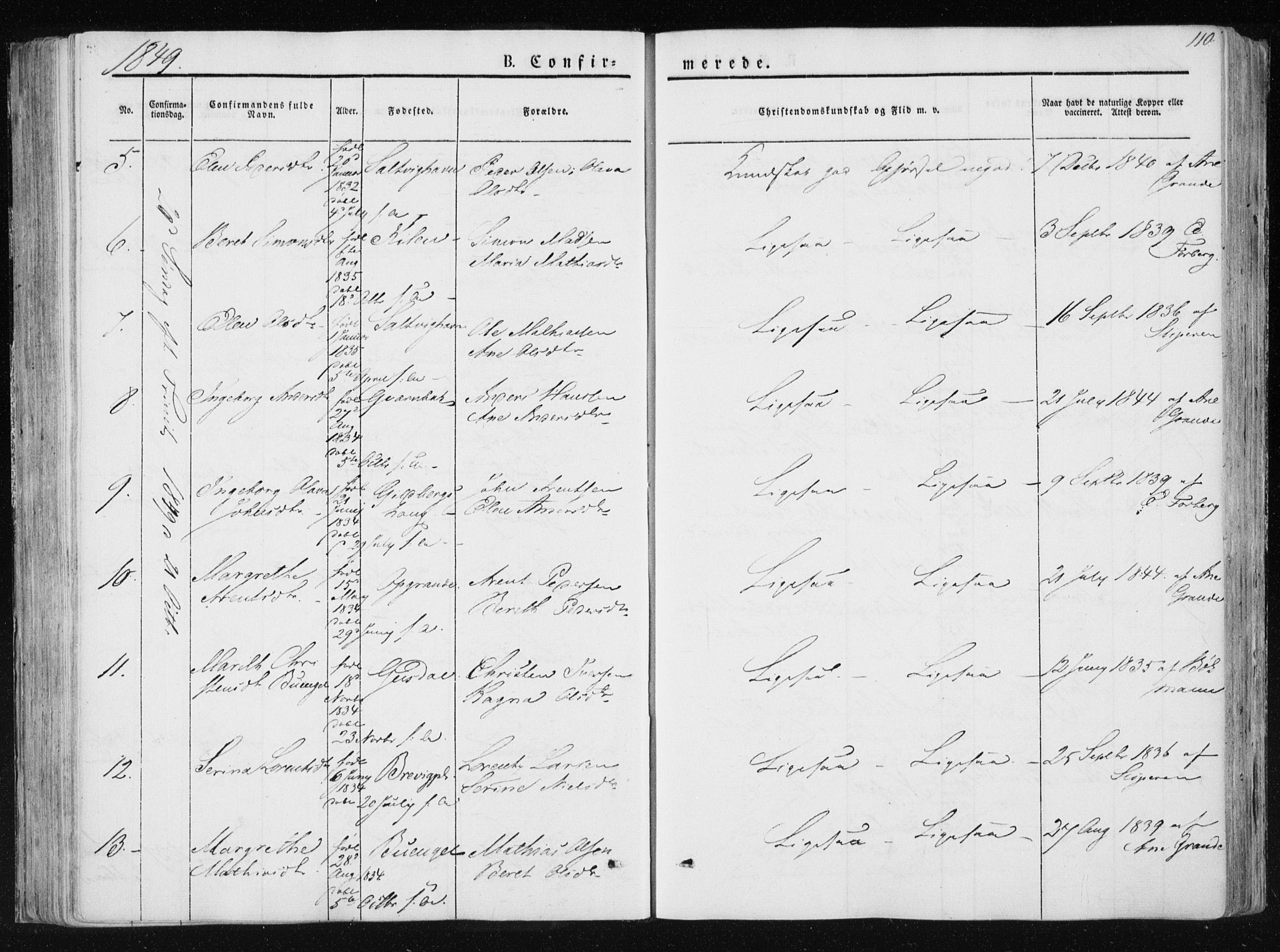 Ministerialprotokoller, klokkerbøker og fødselsregistre - Nord-Trøndelag, AV/SAT-A-1458/733/L0323: Parish register (official) no. 733A02, 1843-1870, p. 110