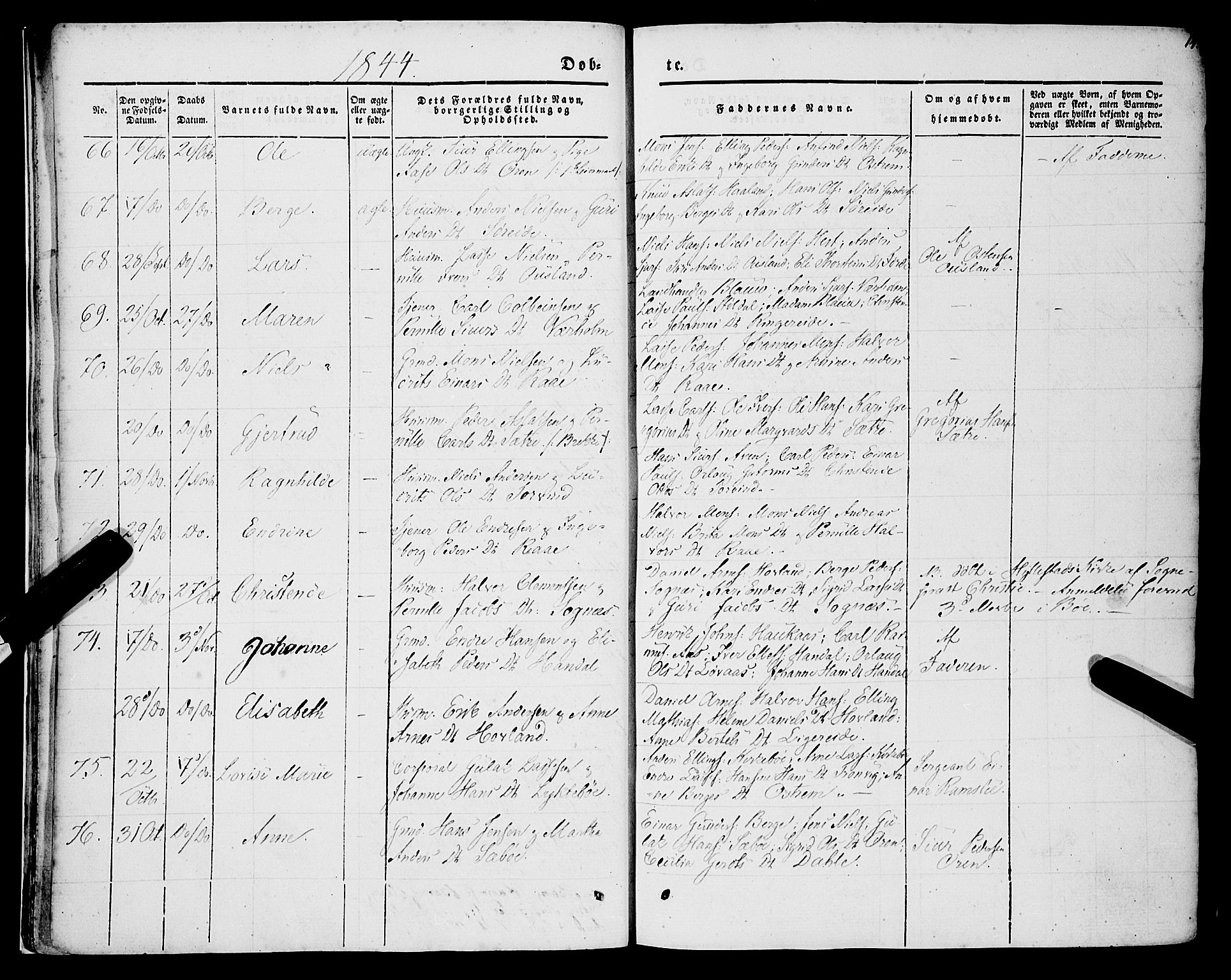 Lavik sokneprestembete, AV/SAB-A-80901: Parish register (official) no. A 3, 1843-1863, p. 14