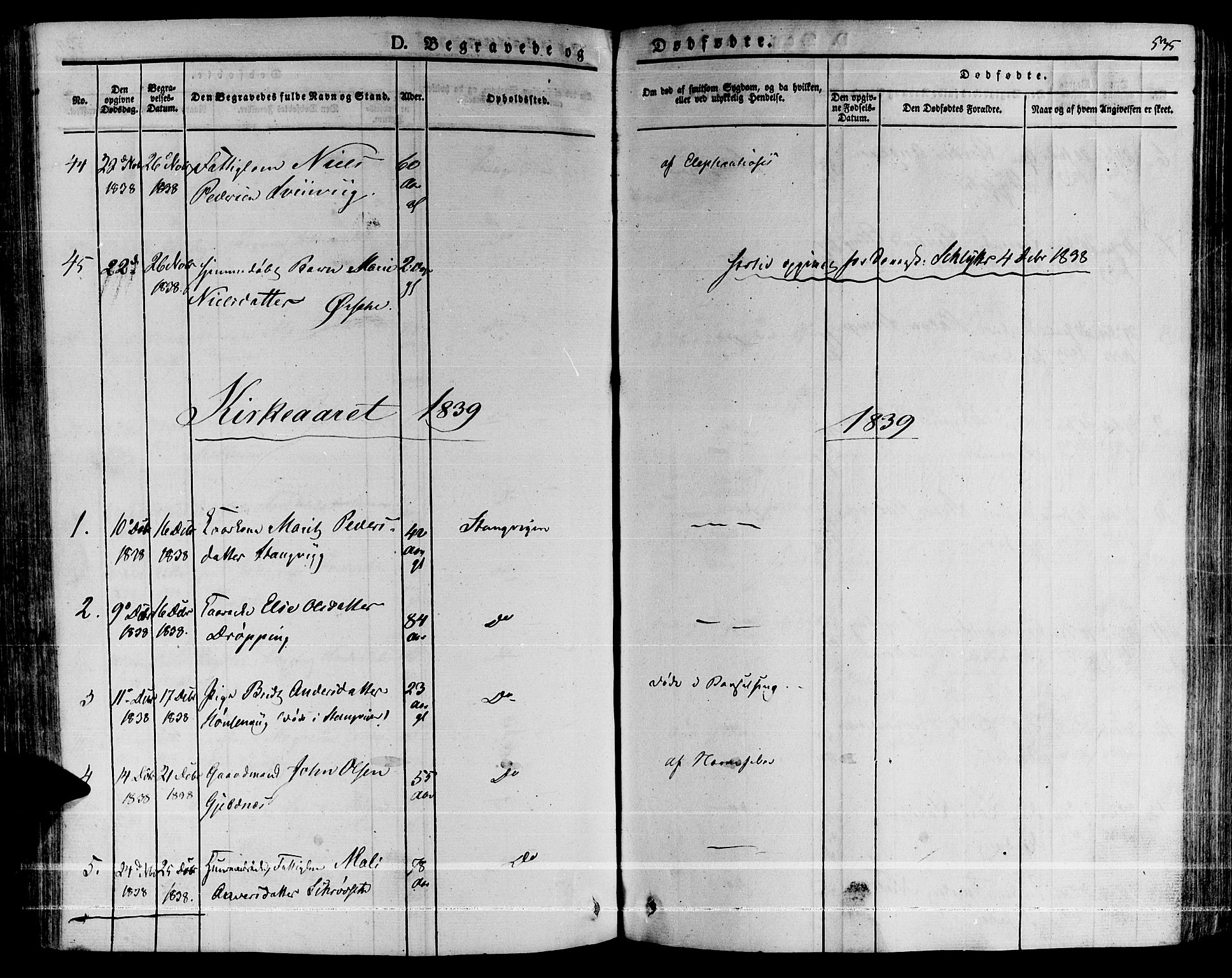 Ministerialprotokoller, klokkerbøker og fødselsregistre - Møre og Romsdal, AV/SAT-A-1454/592/L1024: Parish register (official) no. 592A03 /1, 1831-1849, p. 535