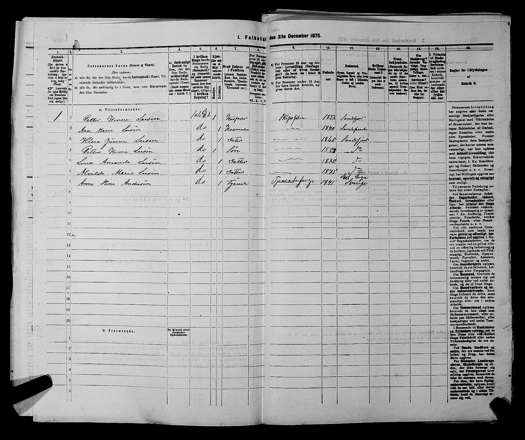 SAKO, 1875 census for 0706B Sandeherred/Sandefjord, 1875, p. 118