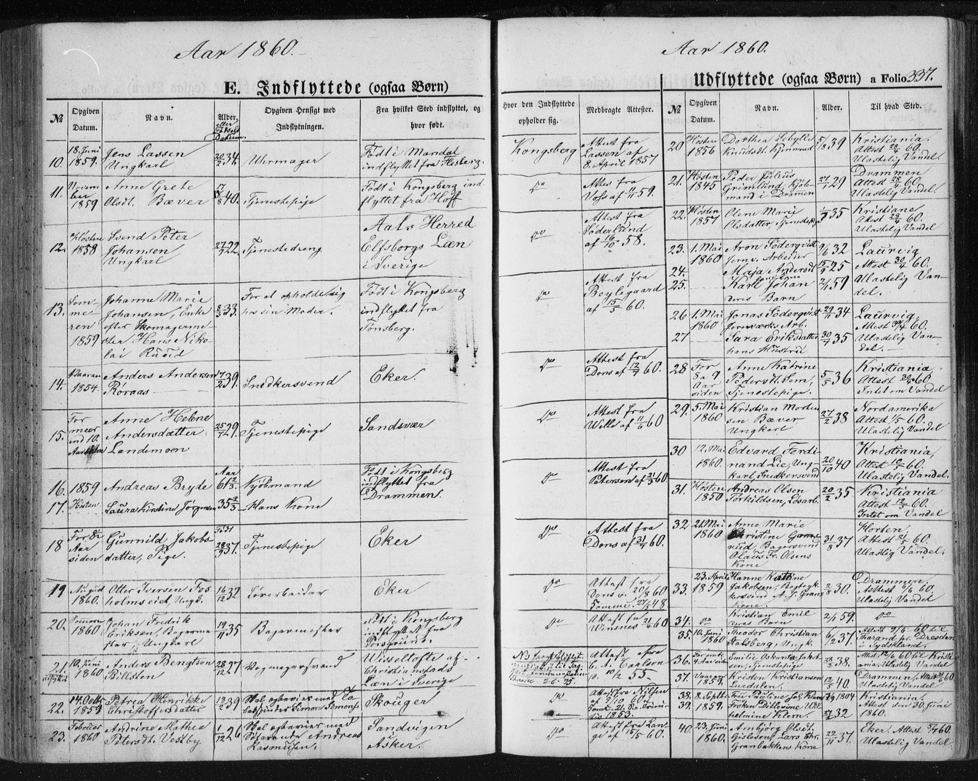 Kongsberg kirkebøker, SAKO/A-22/F/Fa/L0010: Parish register (official) no. I 10, 1859-1875, p. 337