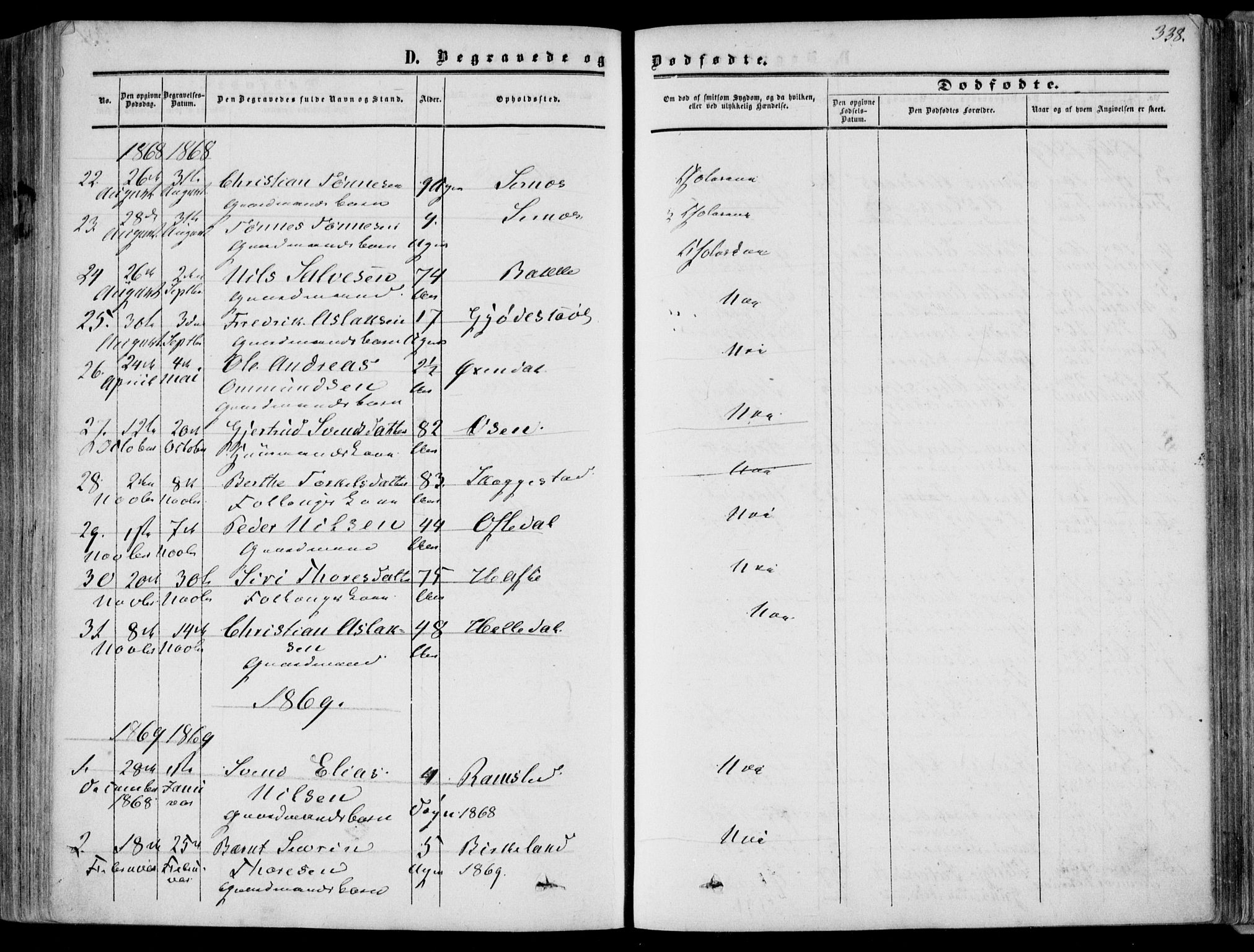Bakke sokneprestkontor, SAK/1111-0002/F/Fa/Faa/L0006: Parish register (official) no. A 6, 1855-1877, p. 338