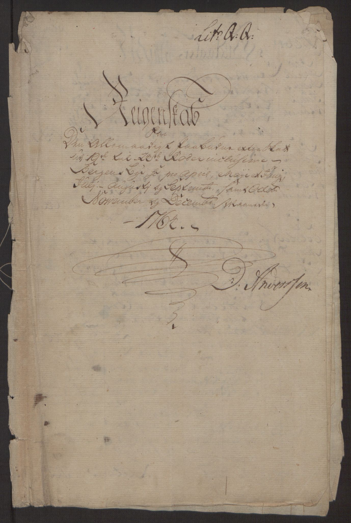 Rentekammeret inntil 1814, Reviderte regnskaper, Byregnskaper, AV/RA-EA-4066/R/Rp/L0368/0001: [P21] Kontribusjonsregnskap / Ekstraskatt, 1764, p. 203