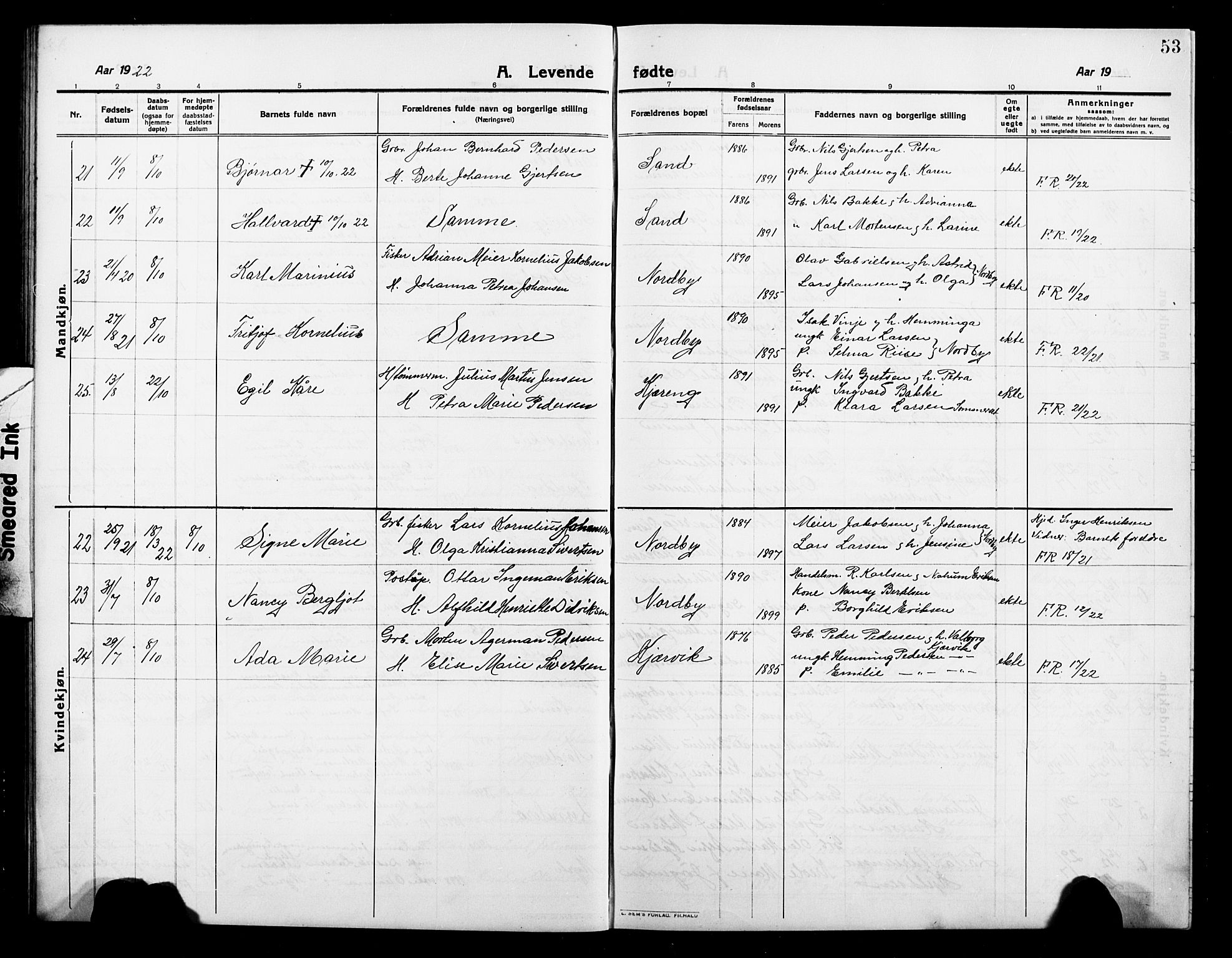 Balsfjord sokneprestembete, AV/SATØ-S-1303/G/Gab/L0004klokker: Parish register (copy) no. 4, 1910-1926, p. 53