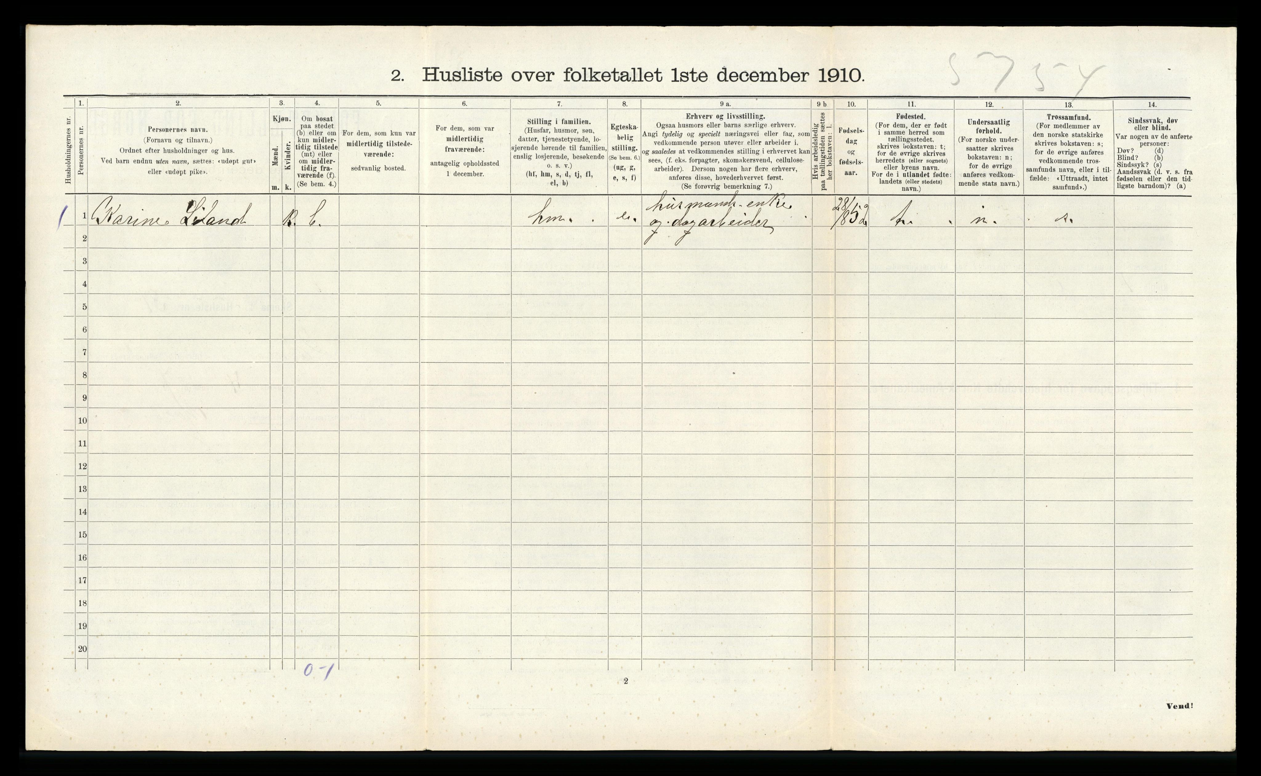 RA, 1910 census for Etne, 1910, p. 687