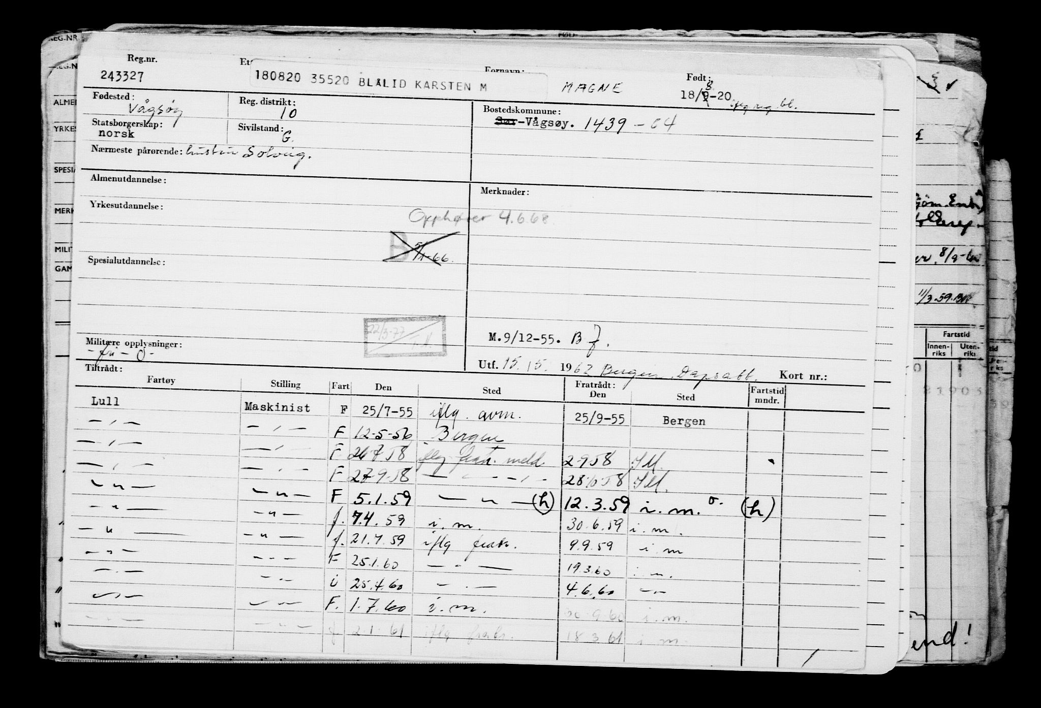 Direktoratet for sjømenn, RA/S-3545/G/Gb/L0184: Hovedkort, 1920, p. 398