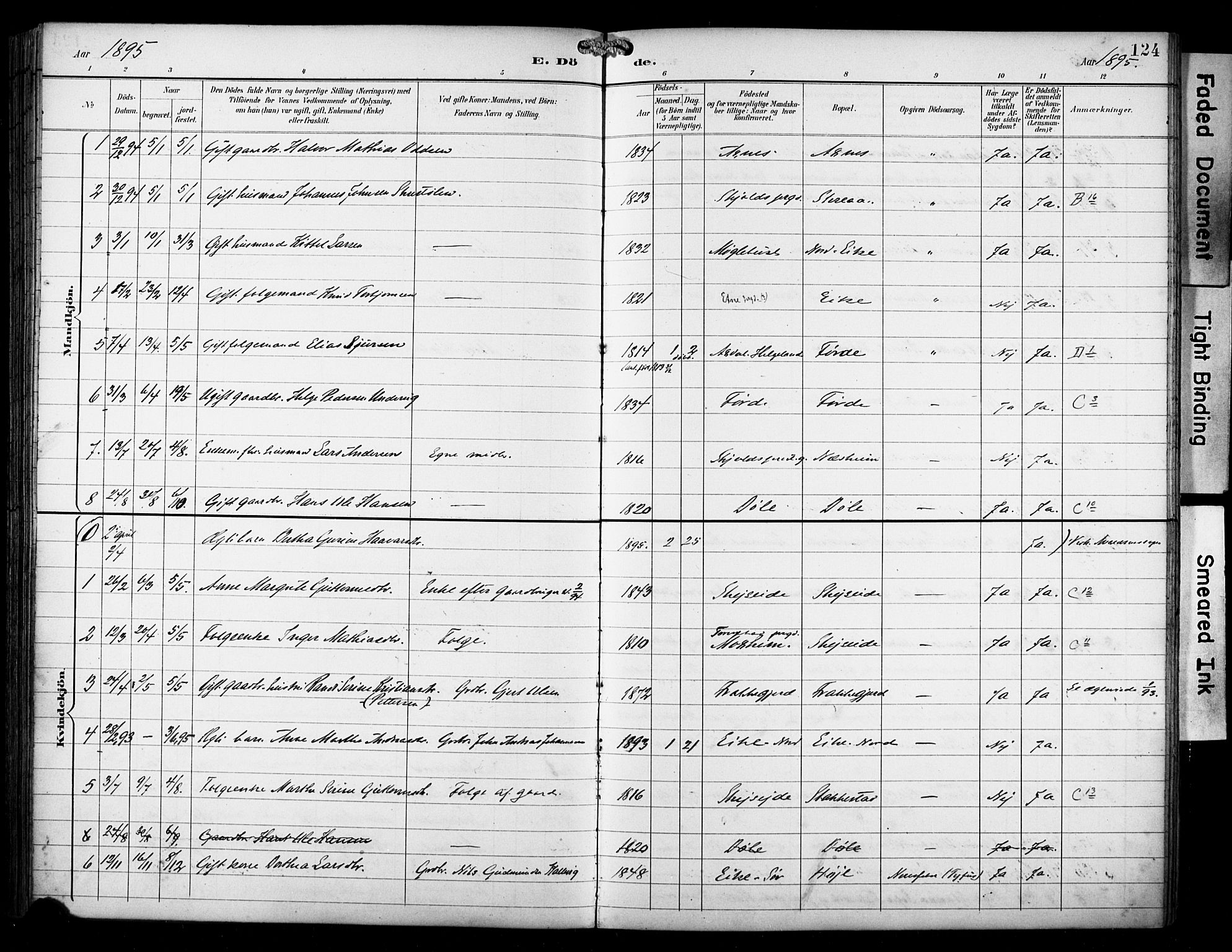 Avaldsnes sokneprestkontor, SAST/A -101851/H/Ha/Haa/L0016: Parish register (official) no. A 16, 1893-1918, p. 124